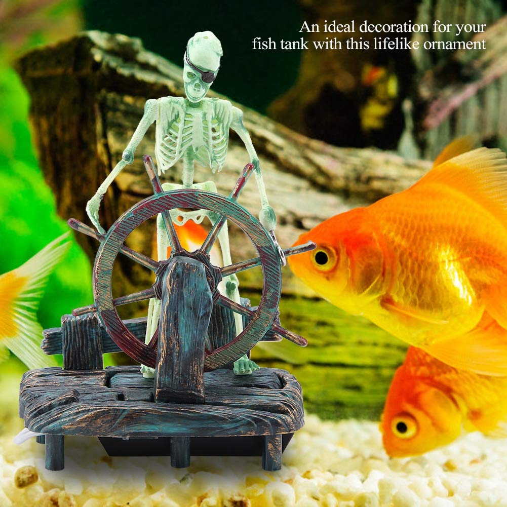 ViaGasaFamido Skeleton Aquarium Decor - Air Bubble Action Ornament for Fish Tank with Aerating Movement | Perfect for Halloween, Spooky Themed Tanks & Aquatic Decorations