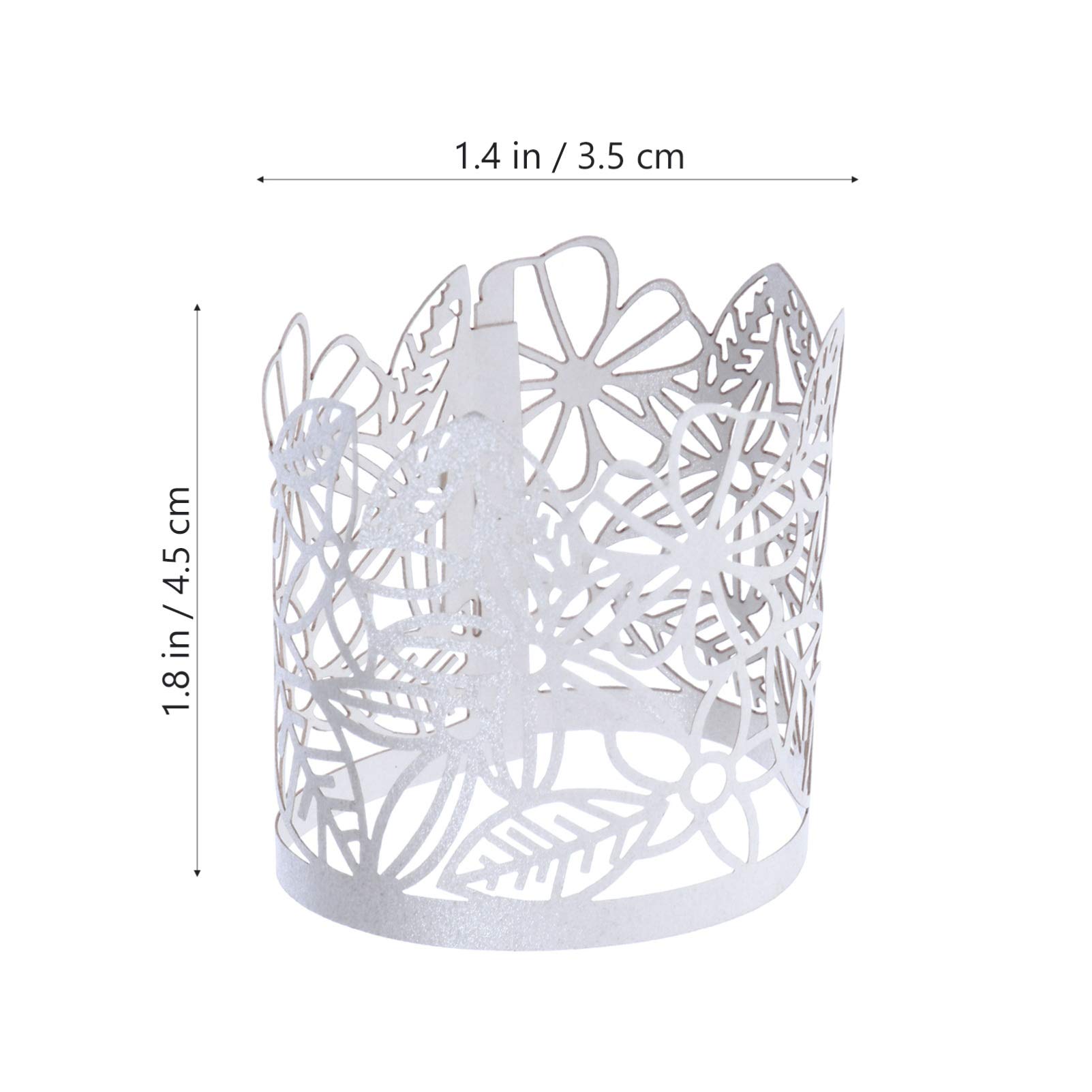50Pcs White LED Tea Light Candle Wraps - Hollow Cylindrical Paper Lampshade Holders for Votive Candles | Wedding Centerpiece Decor, Party & Home Decoration, Romantic Ambiance Lighting