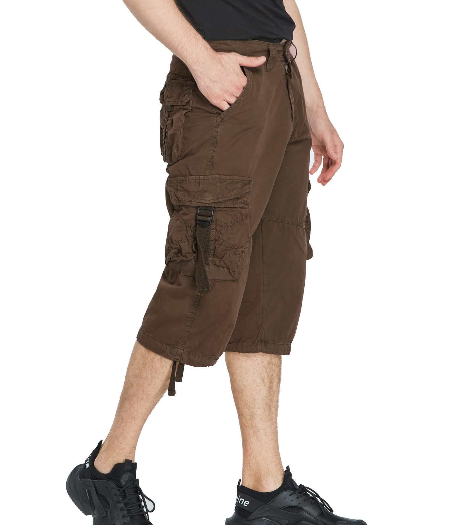 Men's 3/4 Length Cargo Shorts - Below The Knee Stretch Comfort Outdoor Hiking & Summer Casual Wear