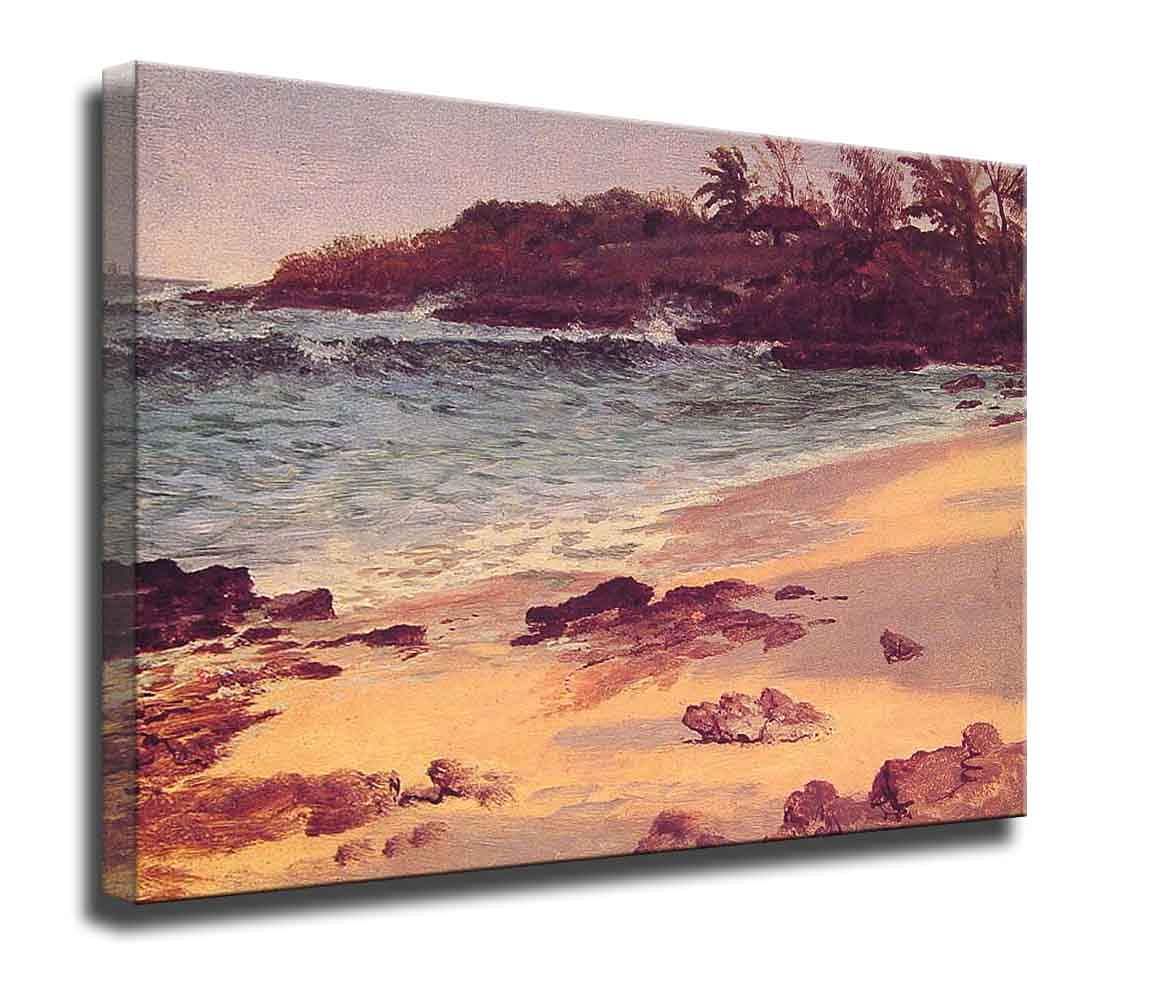 Albert Bierstadt Bahama Cove Framed Canvas Wall Art - 26x36 Inch Ready to Hang Painting for Living Room & Bedroom Decor - Perfect for Coastal & Nature Inspired Home Interiors