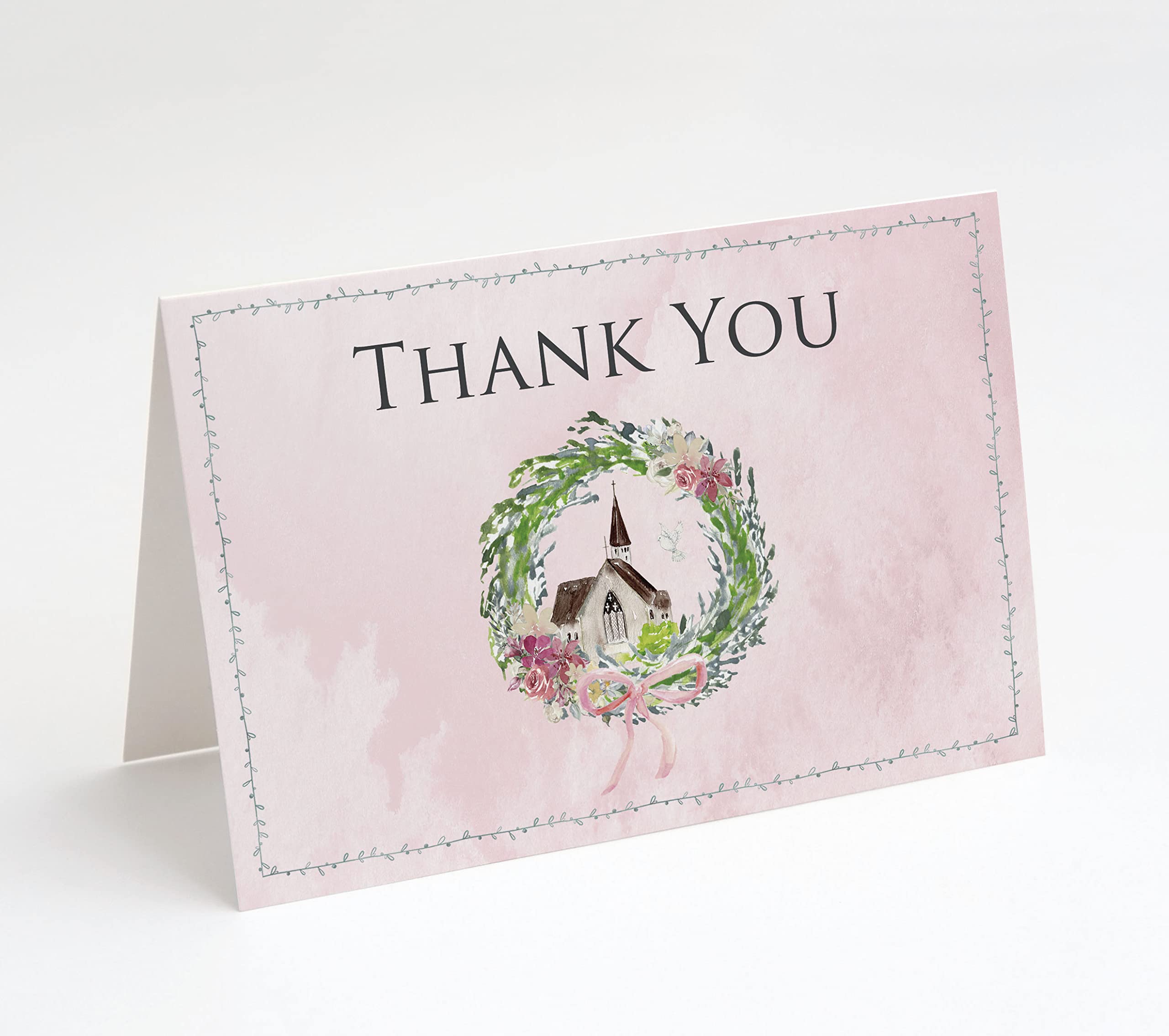 Watercolor Baptism Invitation Cards for Girls - 25 Thank You Cards with Envelopes - Elegant Christian Baptism Party Stationery - Perfect for Church Celebrations & Religious Events