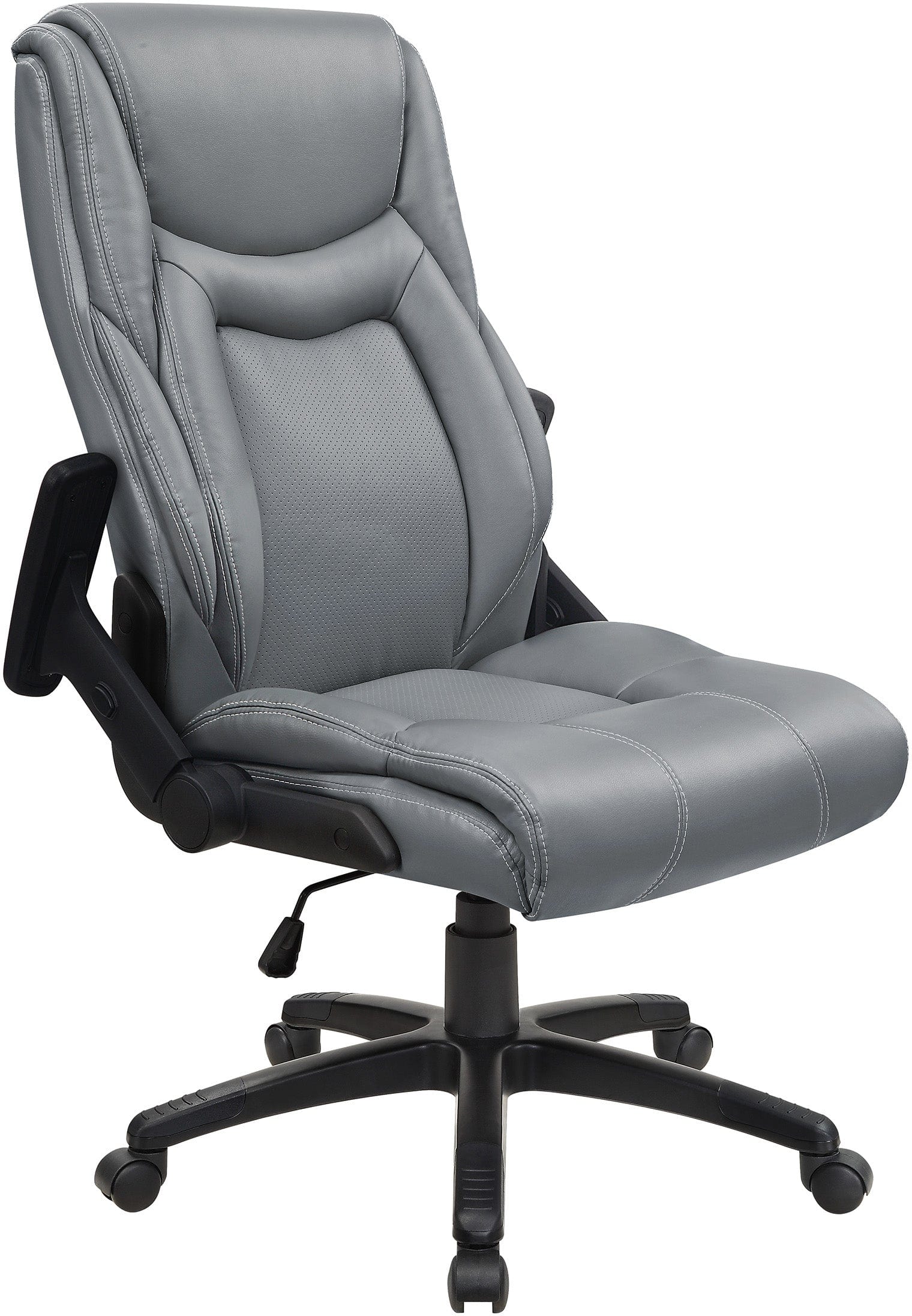 Premium Office Star Exec Bonded Leather Office Chair with Adjustable Height & Flip Arms - Ergonomic Desk Chair for Home & Office - White Stitching & Durable Design [EC93580] - Perfect for Long Work Hours, Gaming & Conference Rooms