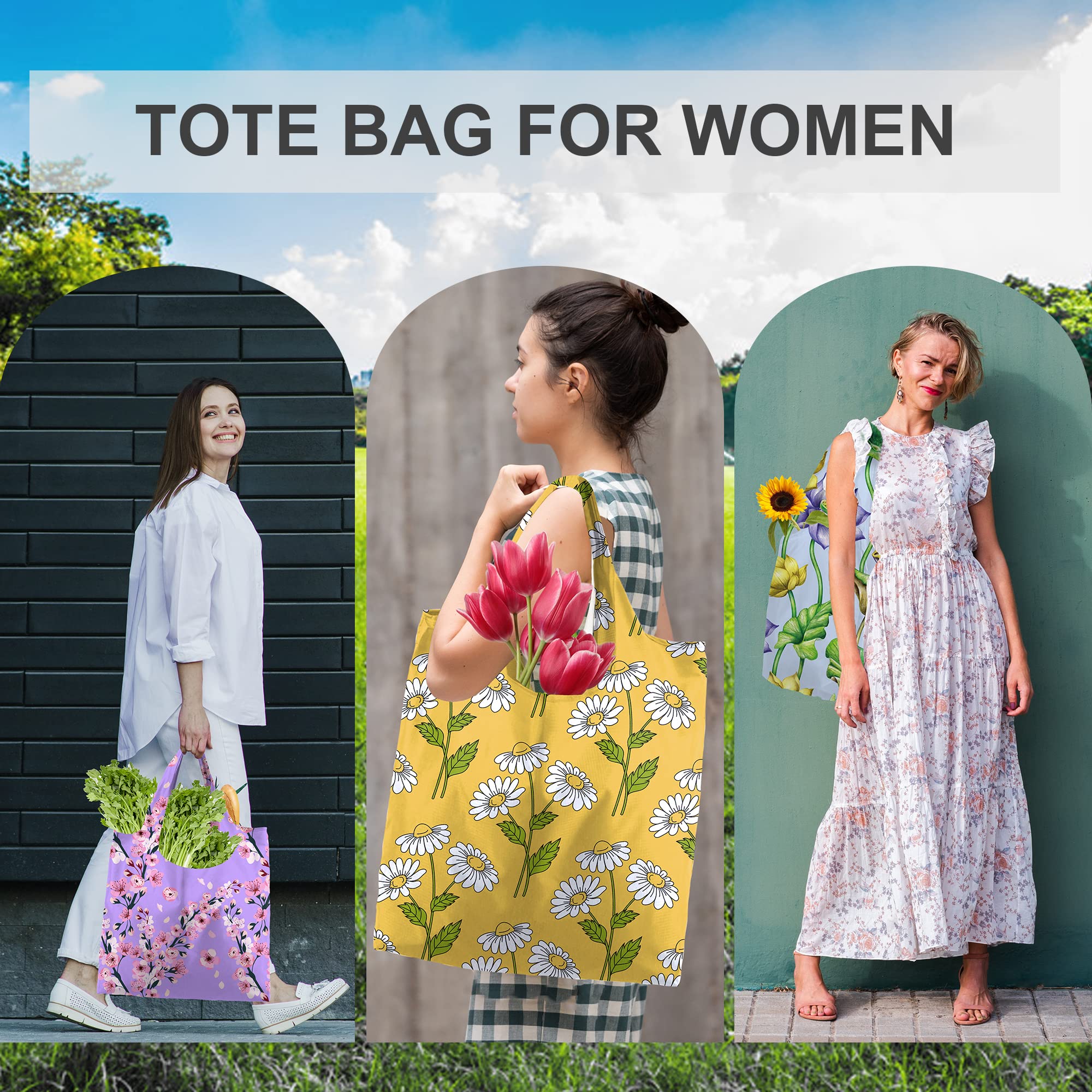 BeeGreen Foldable Reusable Grocery Tote Bag - Heavy Duty Polyester for Shopping & Gifting