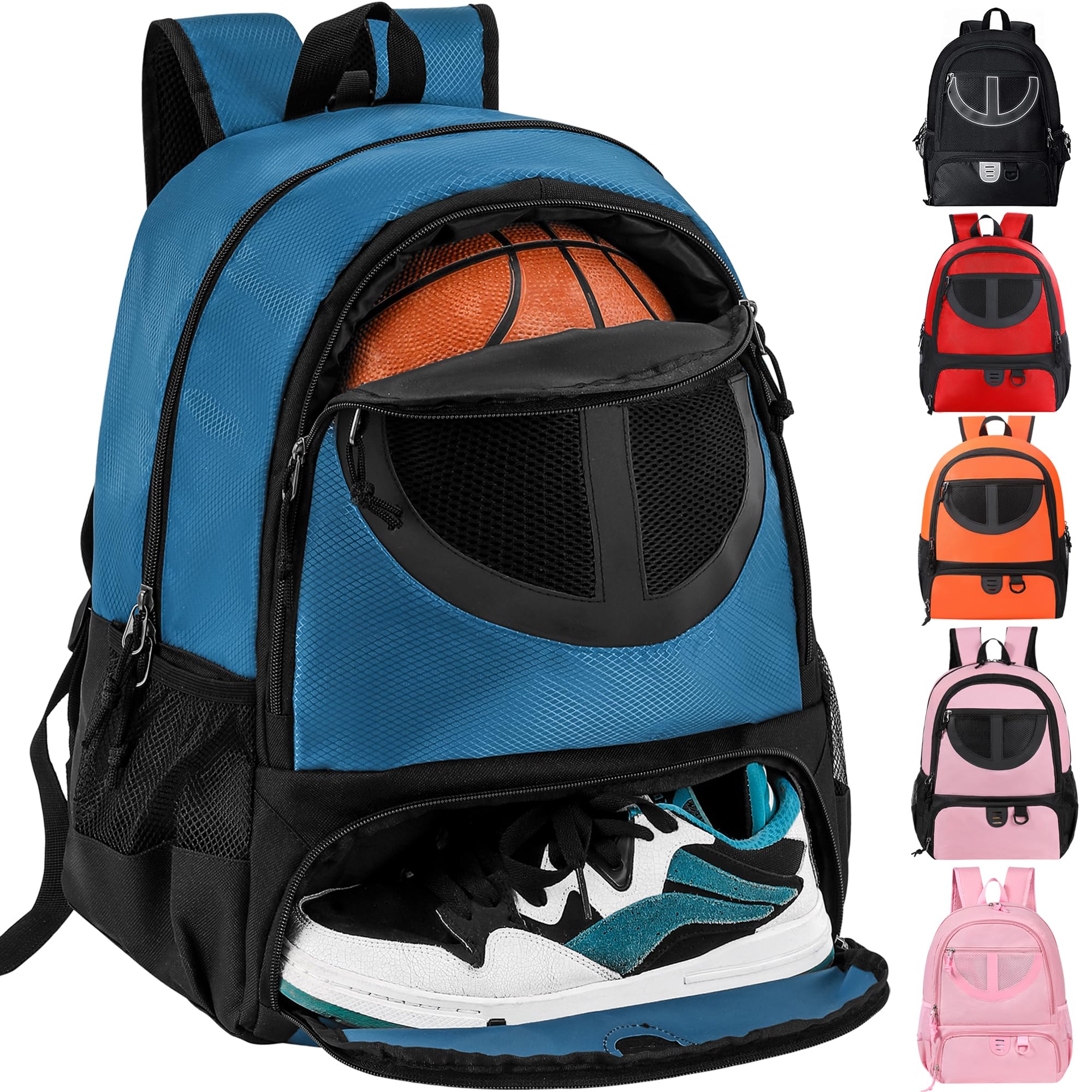 Best Basketball Backpack for Men & Women - 30L Lightweight Breathable Sports Bag with Ball & Shoe Compartment - Perfect for Soccer, Volleyball, Football, Gym, School & Travel