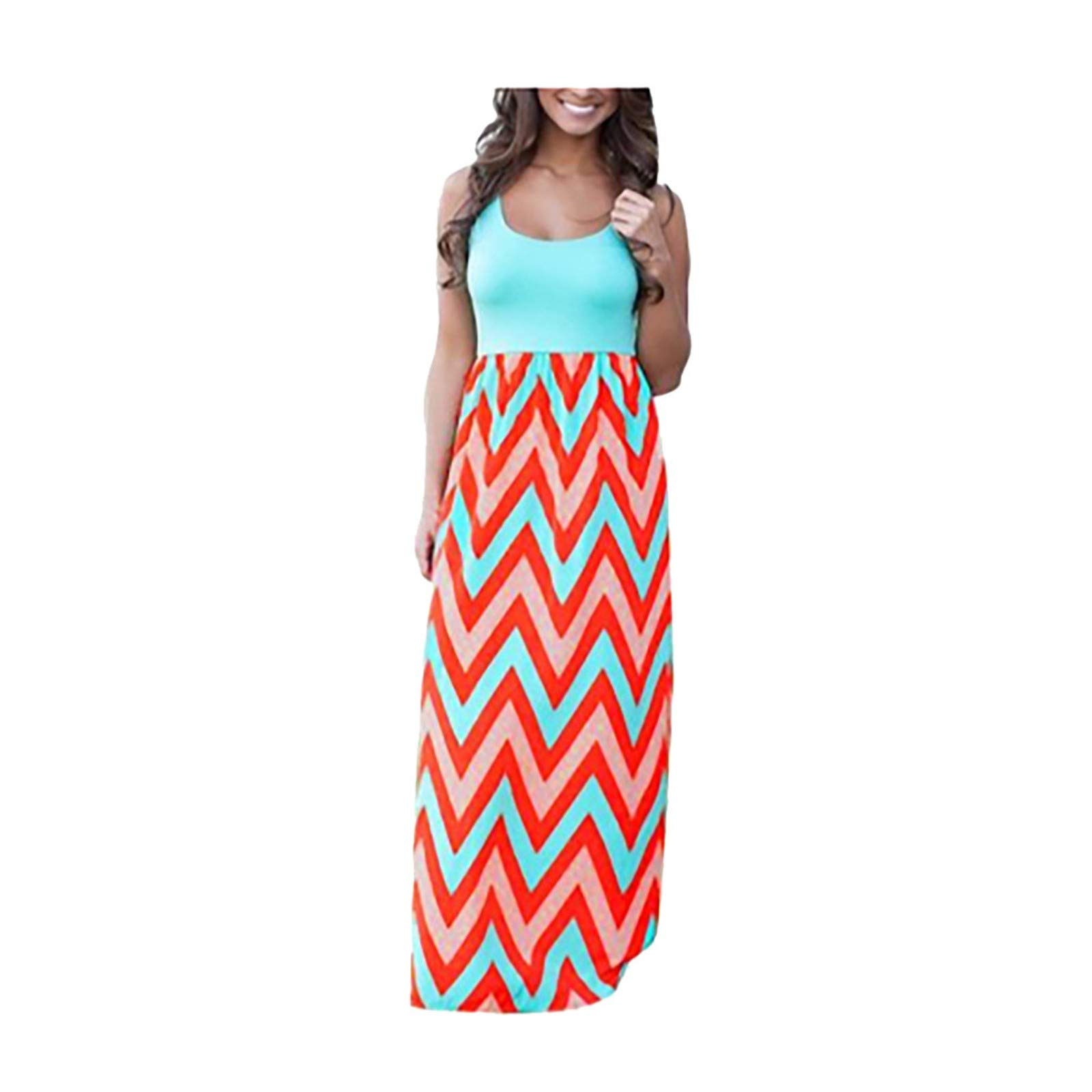 Women's Summer Maxi Dress - Boho Beach Striped Long Casual Sundress for Ladies | Perfect for Vacations, Beach Outings & Summer Parties