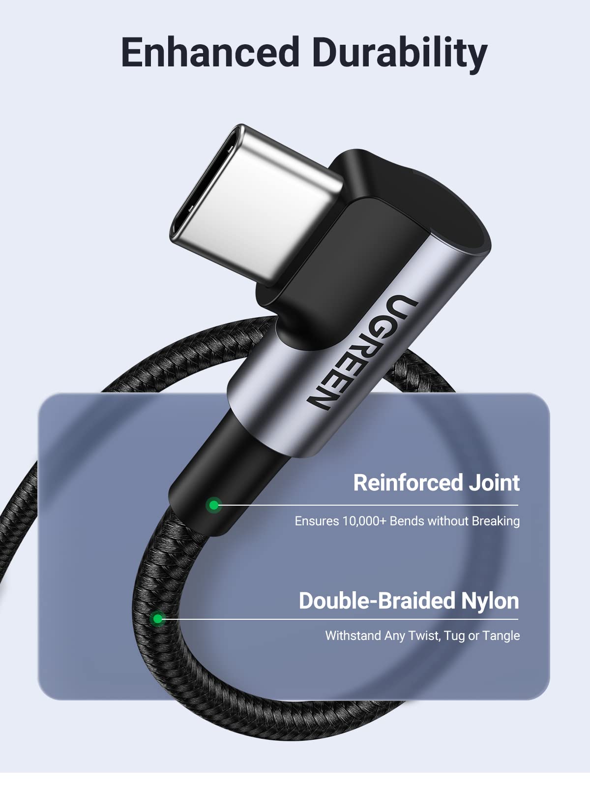 UGREEN 100W USB C to USB C Fast Charging Cable, 90 Degree Right Angle PD 3.0 Charger Cord for iPhone 16/15 Pro Max, MacBook Air, iPad, Galaxy S25/S24, PS5 Controller - 3ft for Gaming, Travel & Home Office Use