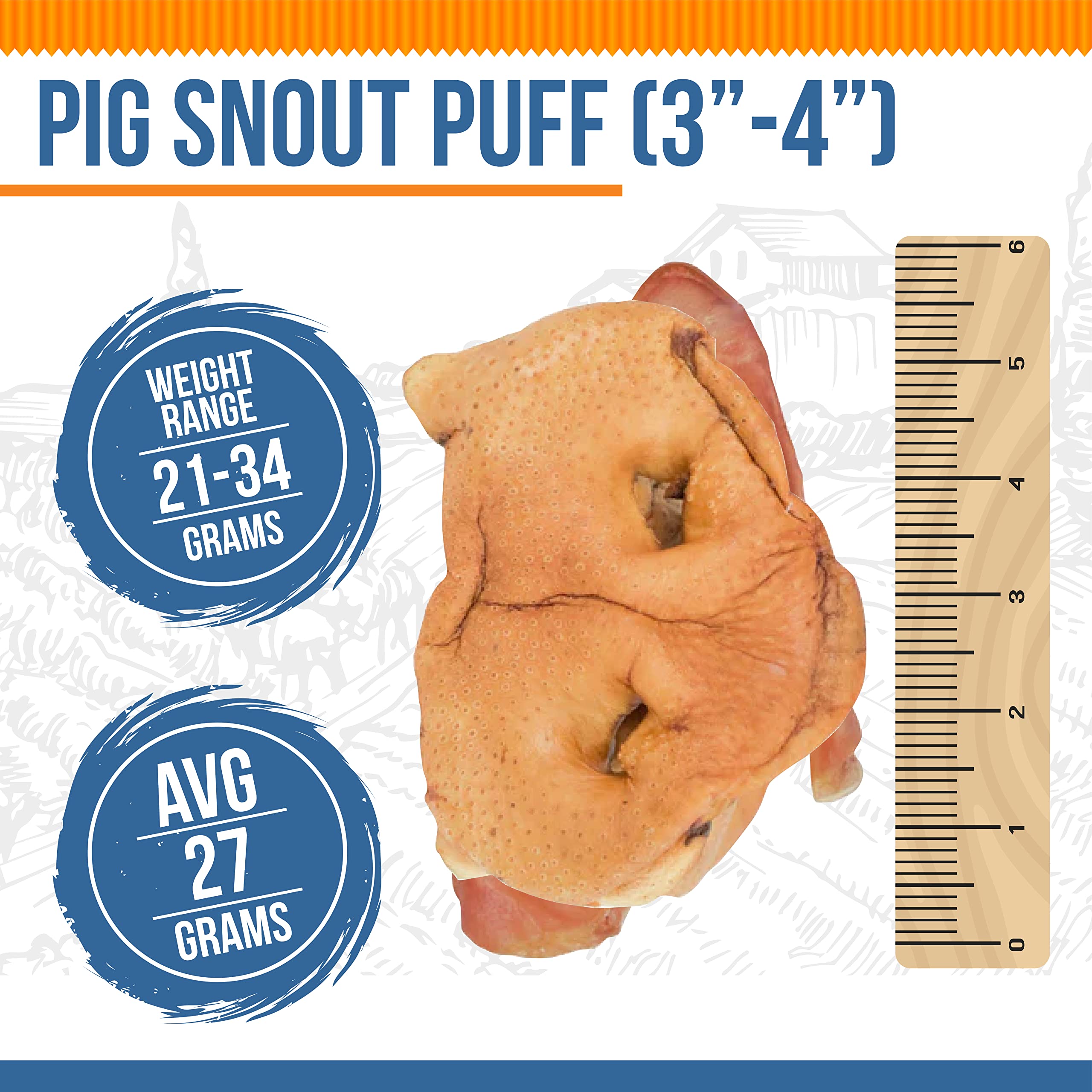 100% Natural Pig Snout Puffs Dog Treats - Single Ingredient, Grain-Free & Rawhide-Free Chews - Rich in Omega 3 & Protein for Healthy Teeth & Gums - Best for All Dog Breeds - Perfect for Training, Rewards & Dental Care