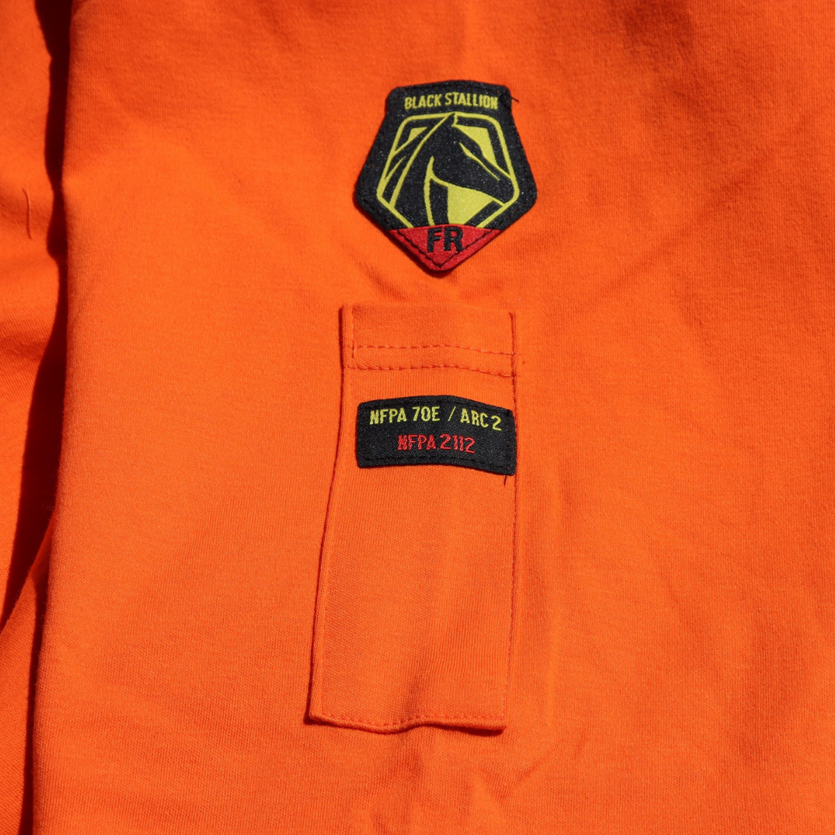Black Stallion FR Cotton Knit 7 oz Long Sleeve T-Shirt in Safety Orange (TF2510 OR) - Flame Resistant Workwear for Construction & Industrial Safety