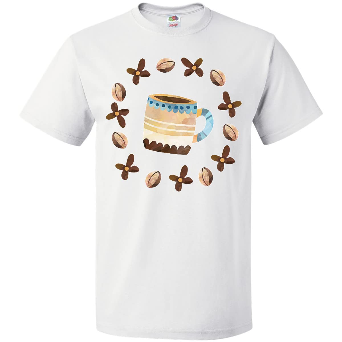 Inktastic Coffee Beans Flower Circle Coffee Cup Graphic T-Shirt - Perfect for Coffee Lovers & Baristas at Cafes, Work or Casual Wear