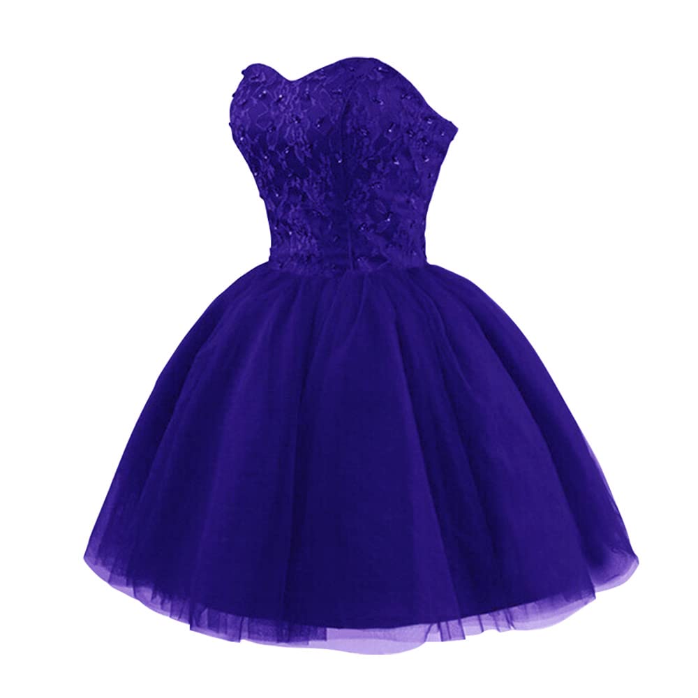 Strapless Prom Dresses 2024 | Short Lace Tulle A-Line Quinceanera & Homecoming Dresses for Juniors | Cocktail Party, Sweet 16, Formal Dance Occasions