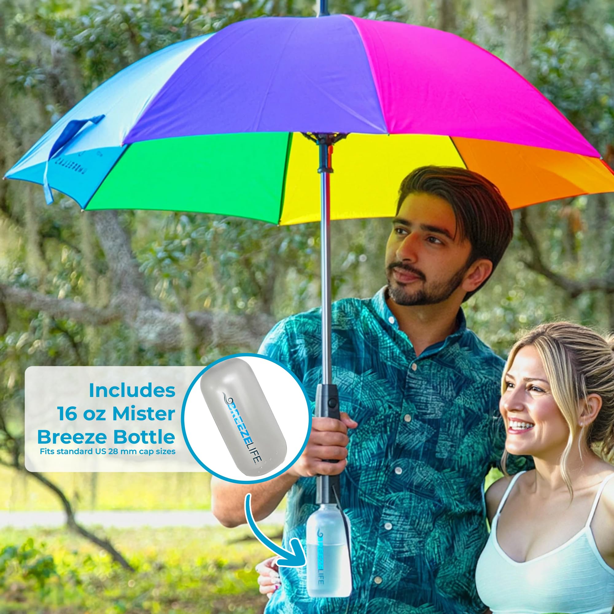 Mister Breeze Sun Umbrella with Fan - Portable Cooling for Beach & Outdoor