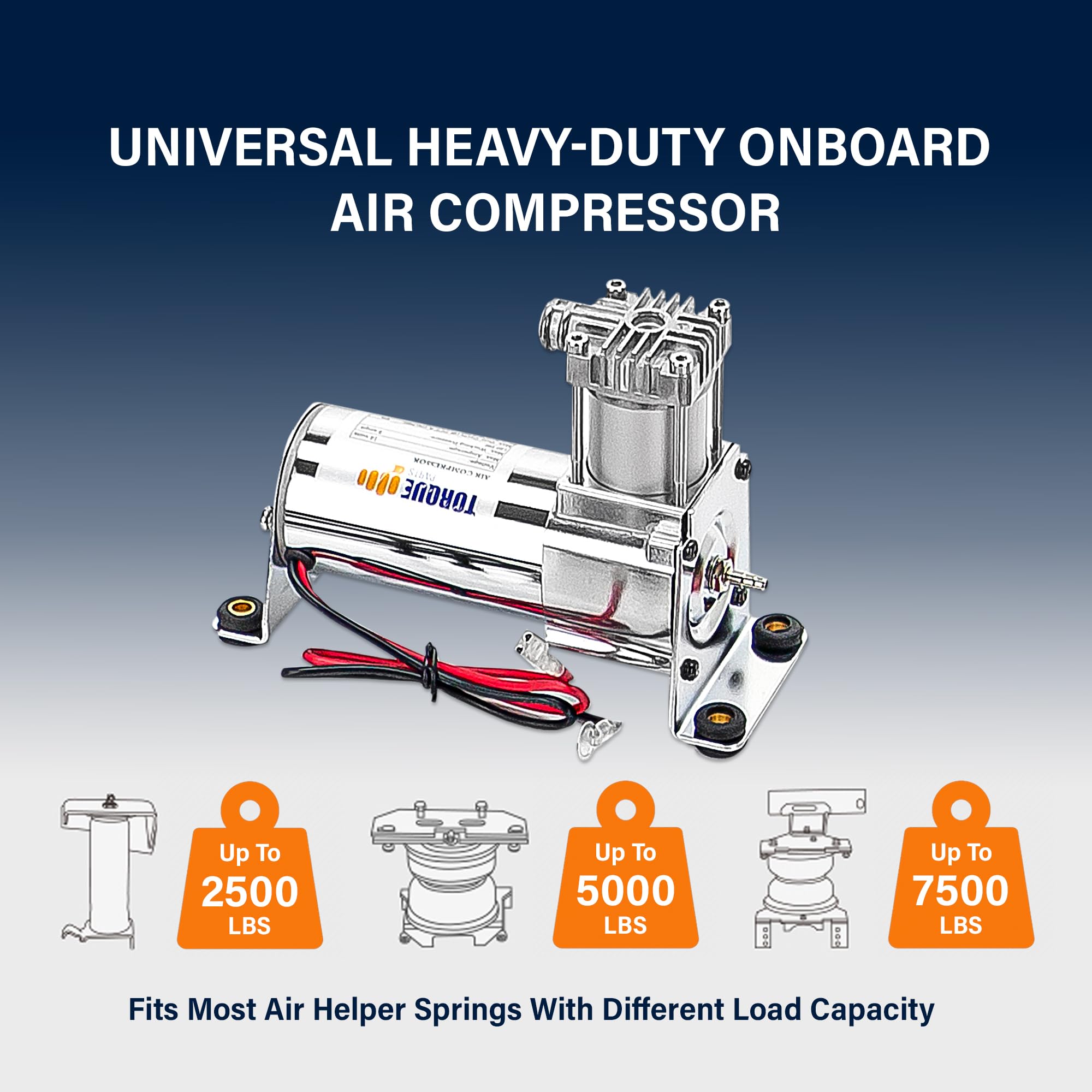 TORQUE Universal Single Path Onboard Air Compressor System for Air Bag Suspension Kits - Analog Gauge (Replaces Firestone 2097, TR2097AS) | Perfect for Truck, SUV & RV Air Suspension Upgrades