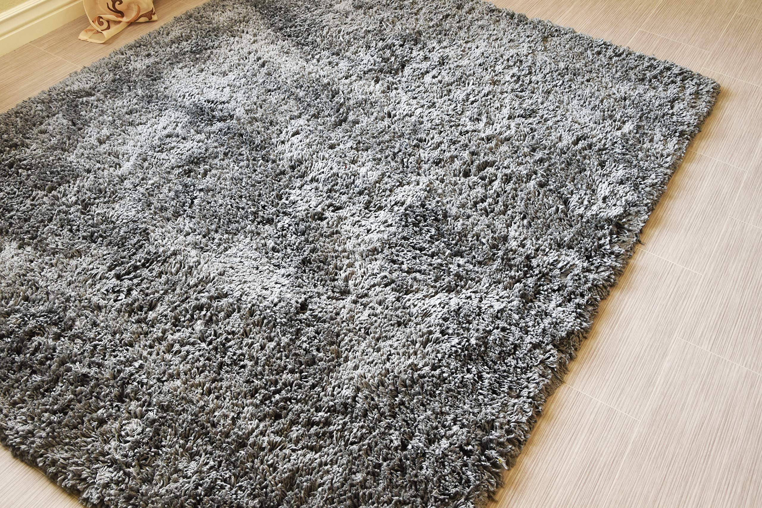 Premium Super Soft Shag Rug - 5' x 7' Gray Microfiber Handmade Shaggy Area Rug for Living Room & Bedroom Decor - Cozy & Plush Floor Mat for Home, Office, Nursery, or Dorm Room