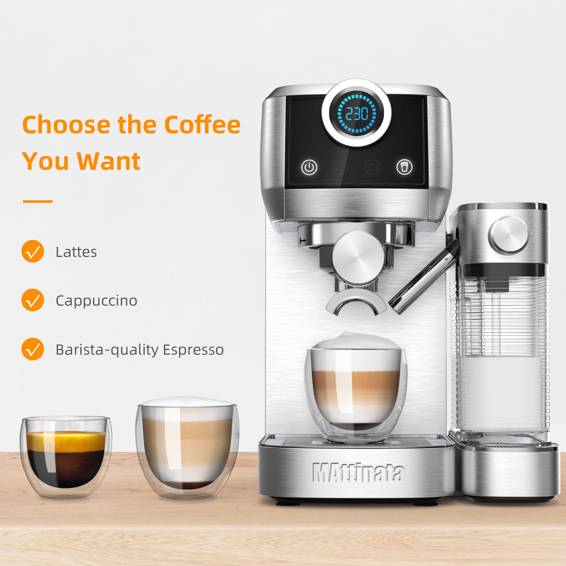 Premium 20 Bar Espresso Machine with Automatic Milk Frother - Touchscreen Coffee Maker for Latte & Cappuccino - Stainless Steel Home Barista System - Perfect for Gifts, Small Kitchens & Coffee Enthusiasts