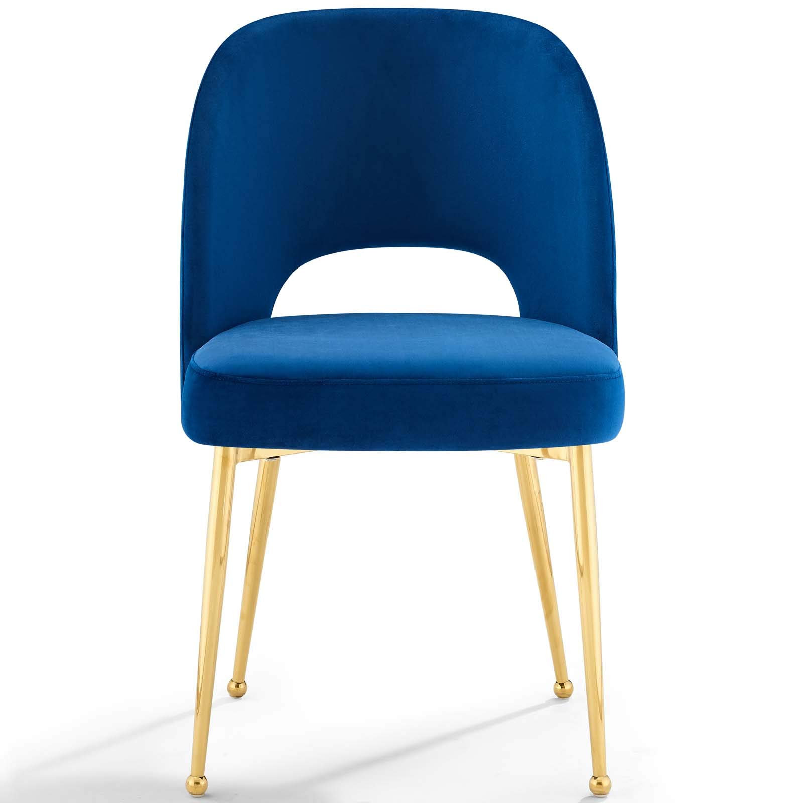 Modern Velvet Dining Chair - Navy Blue Metal Frame Side Chair for Kitchen & Dining Room | Stylish & Comfortable Seating for Home, Office, or Restaurant