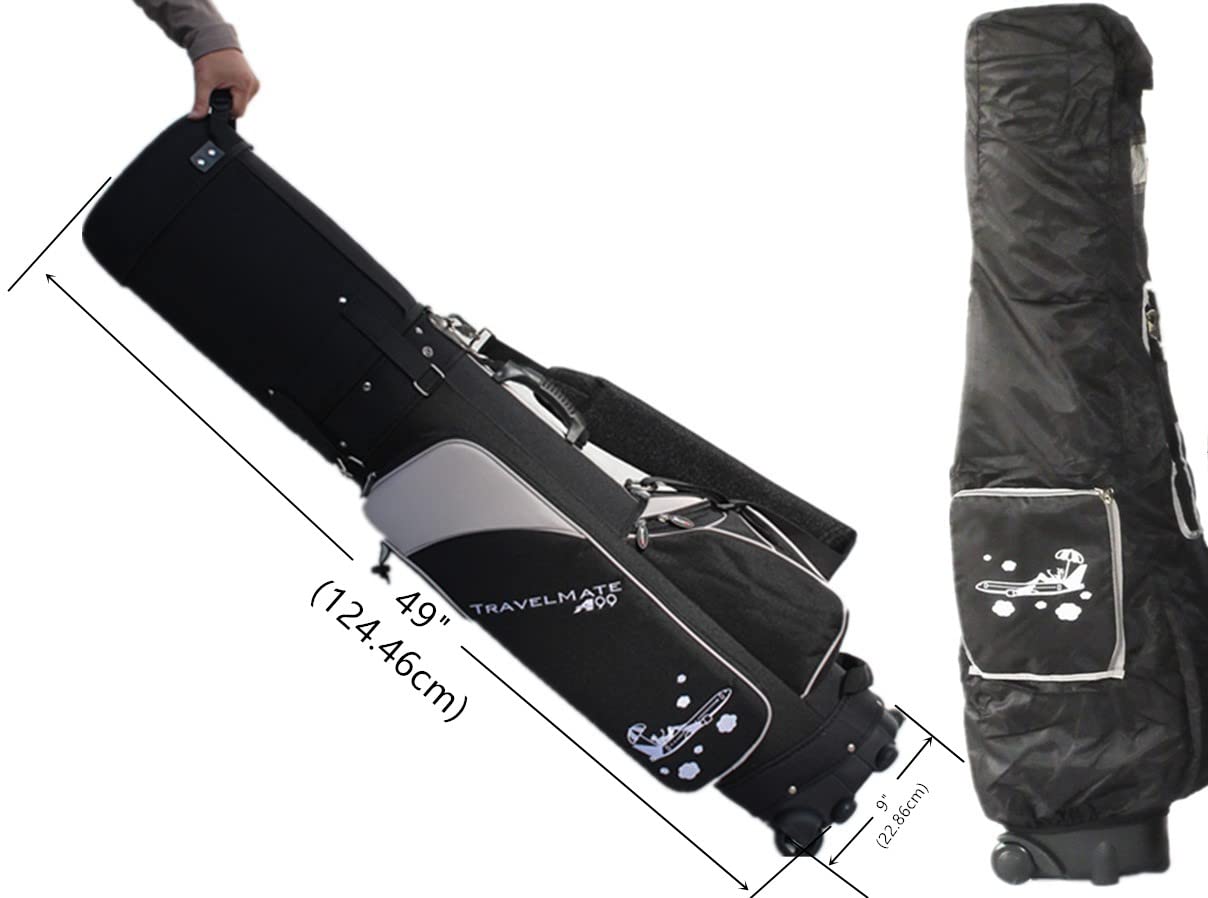TSA Approved A99Golf Travel Mate Wheeled Golf Bag with Lockable Cover - Black/Grey | Durable Airline Golf Travel Case for Golf Clubs & Gear | Perfect for Air Travel & Golf Vacations
