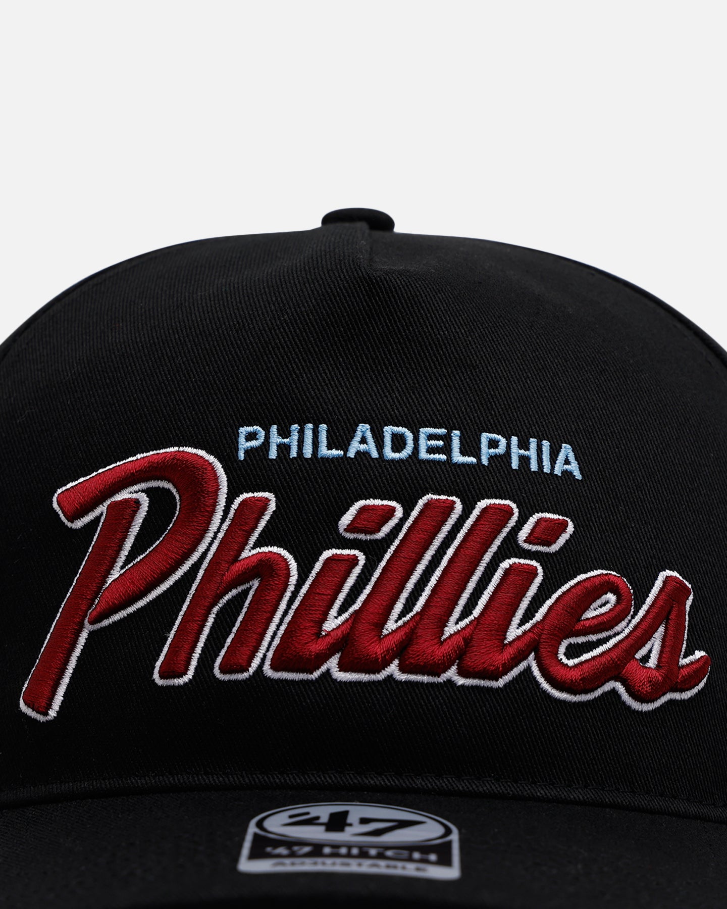 47 Brand Philadelphia Phillies 'Black Dome Script' 47 Hitch Snapback Black Hat - Official MLB Licensed Baseball Cap for Men & Women - Perfect for Game Day, Sports Events & Casual Wear