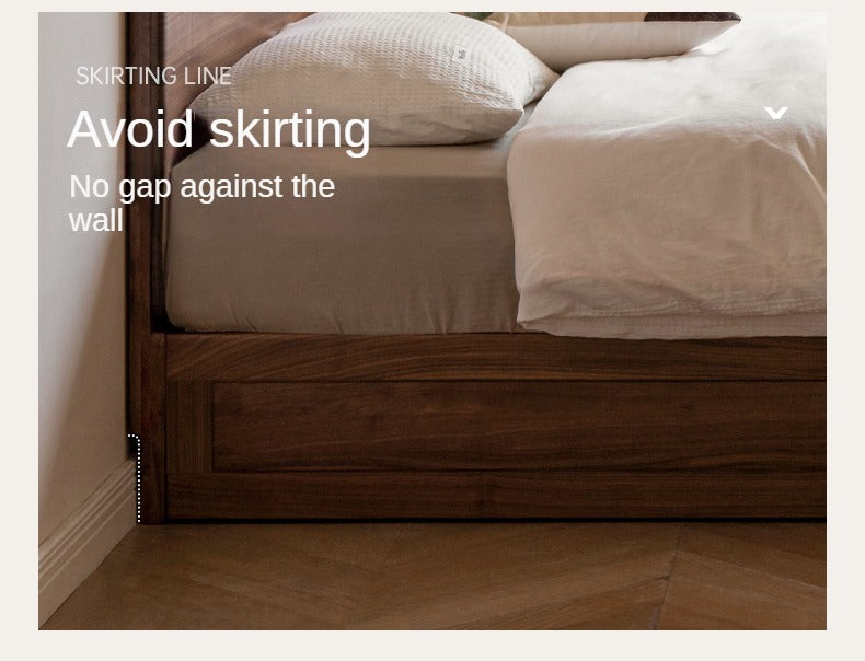 Premium Black Walnut & Oak Solid Wood Bed Frame - Modern Platform Bed for Master Bedroom, Guest Room, or Dormitory