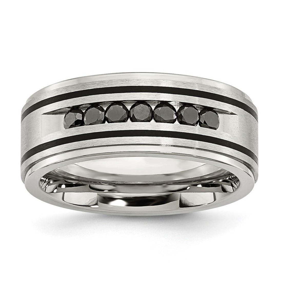 Stainless Steel Black Plated Diamond Ring for Women - Elegant Jewelry Gift for Anniversary, Wedding & Special Occasions