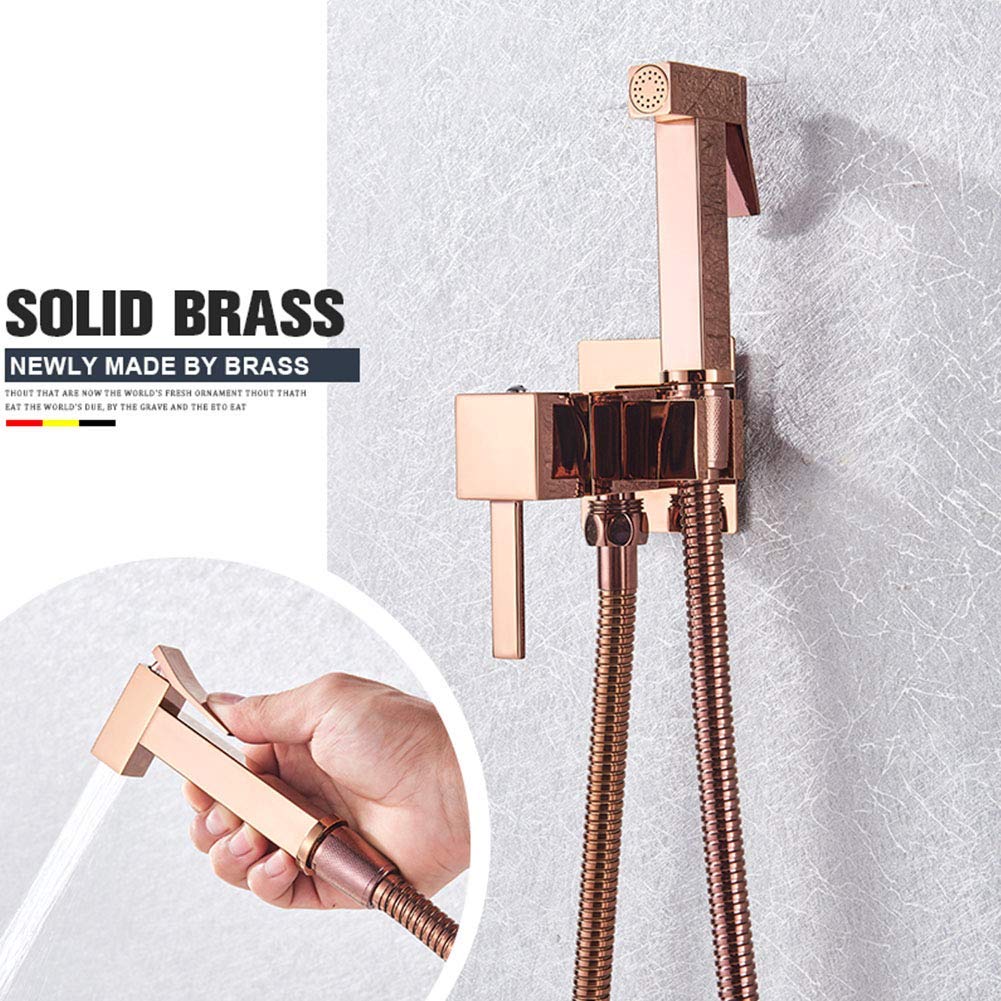 Solid Brass Handheld Bidet Sprayer for Toilet - Hot & Cold Water Mixer Tap with Wall Mounted Hygienic Shower Kit - Matte Black - Perfect for Bathroom, RV & Travel Use