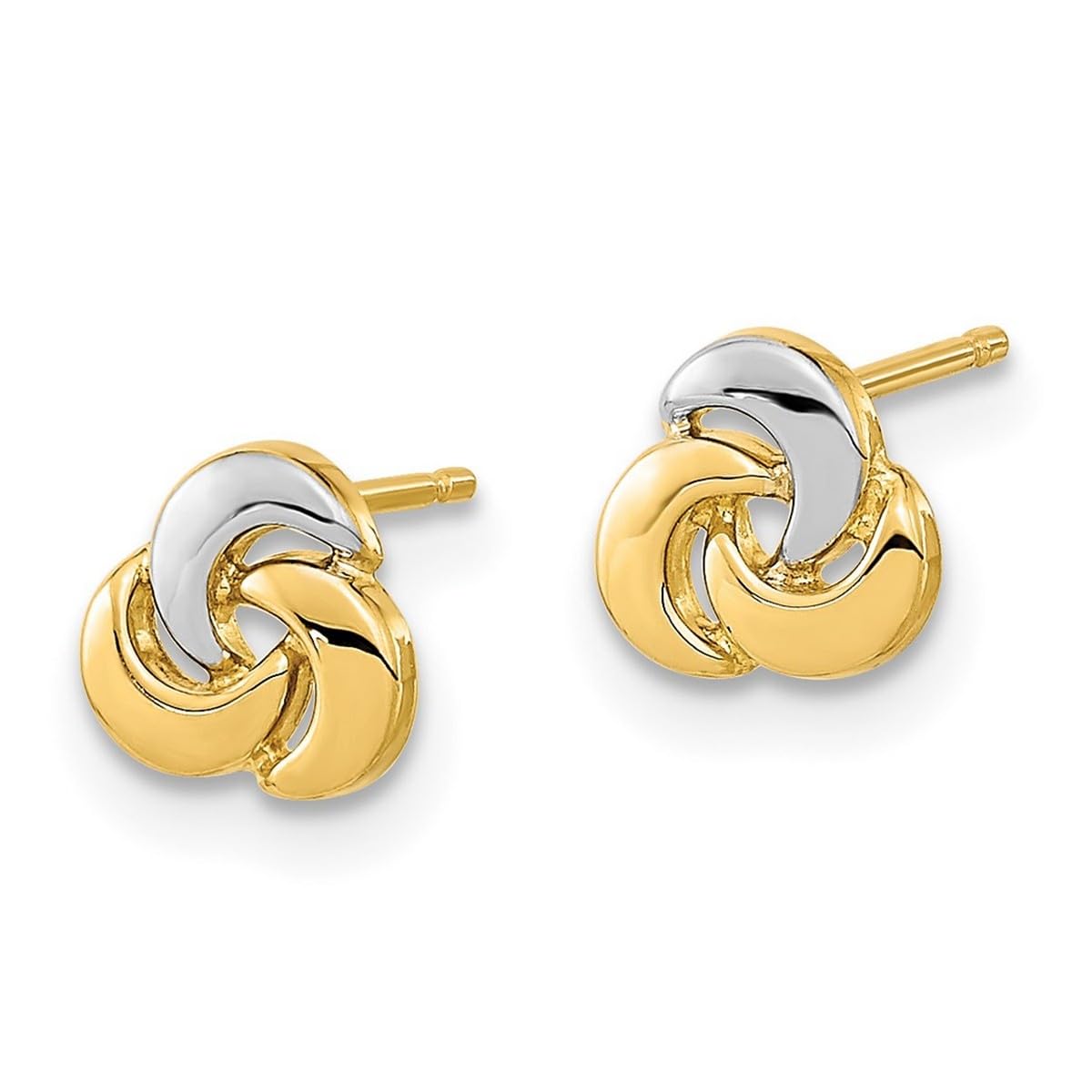 14K White Rhodium Knot Post Earrings for Women - 6.45x6.7mm Polished Studs - Perfect for Weddings, Parties & Everyday Elegance