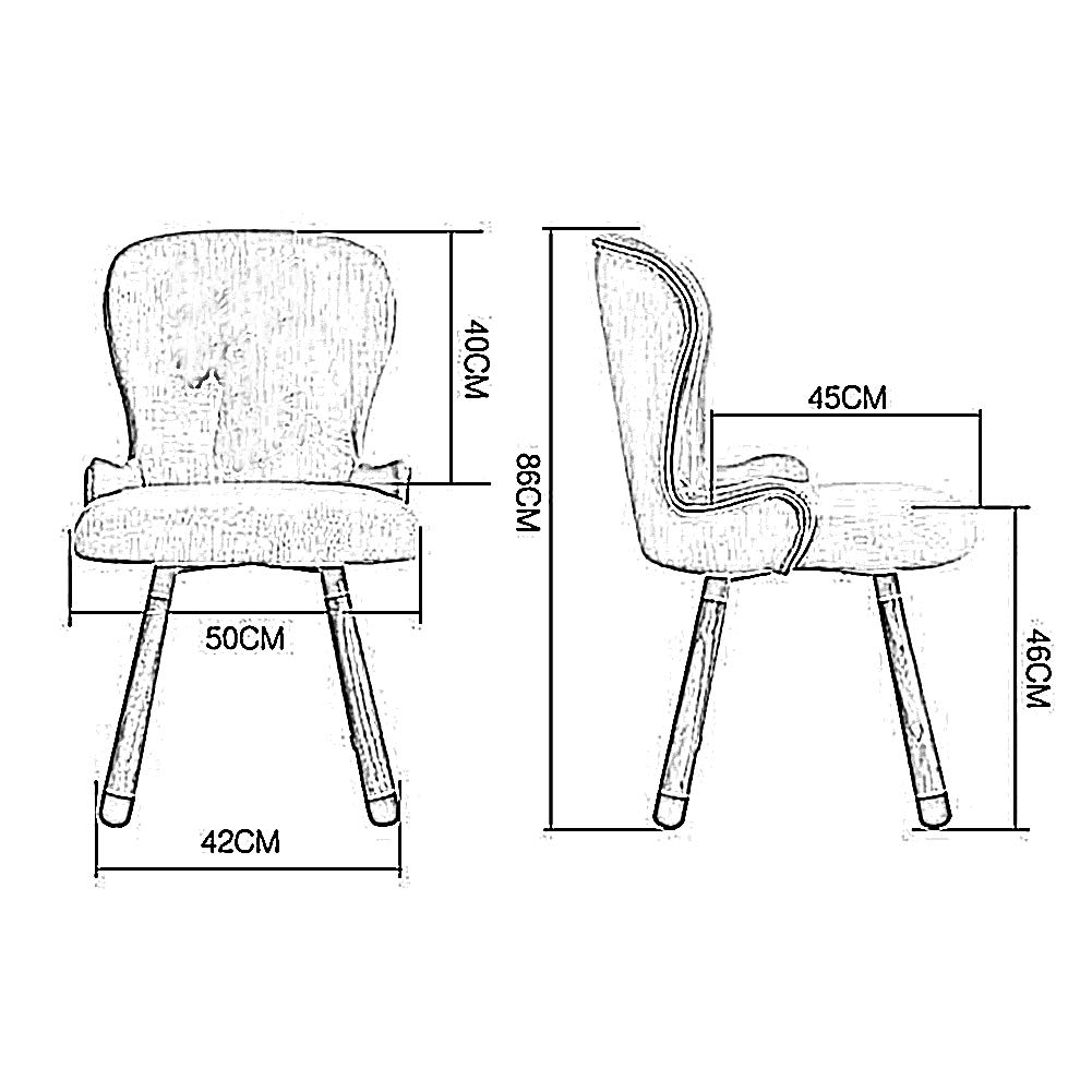 Comfortable Cotton Linen Upholstered Dining Chairs with Solid Wood Legs - Adjustable Lounge Chair & Makeup Stool for Restaurant, Cafe, Living Room, Hotel, Kitchen | Perfect for Home Decor, Office Waiting Area & Salon Seating