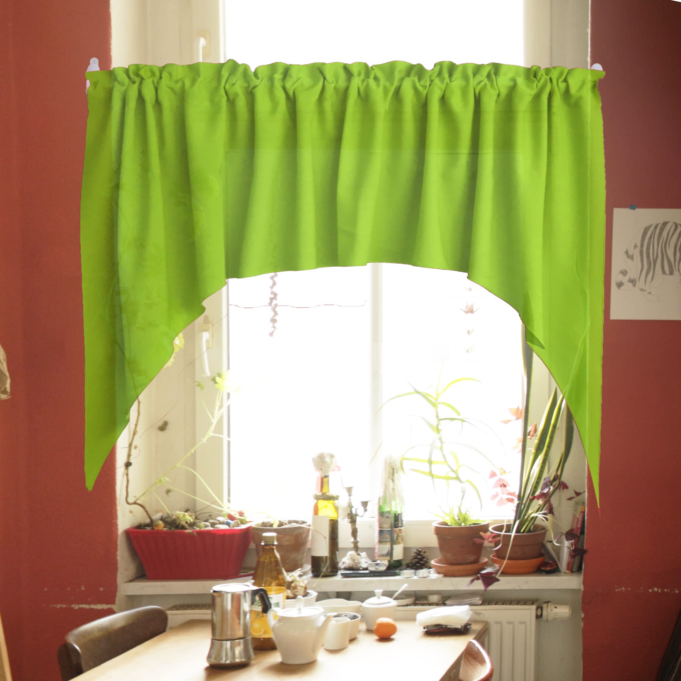 Premium Solid Poplin Window Valance - Elegant Home Décor for Bedroom, Nursery & Kitchen - Lime Green - Perfect for Modern Interior Design & Window Treatments
