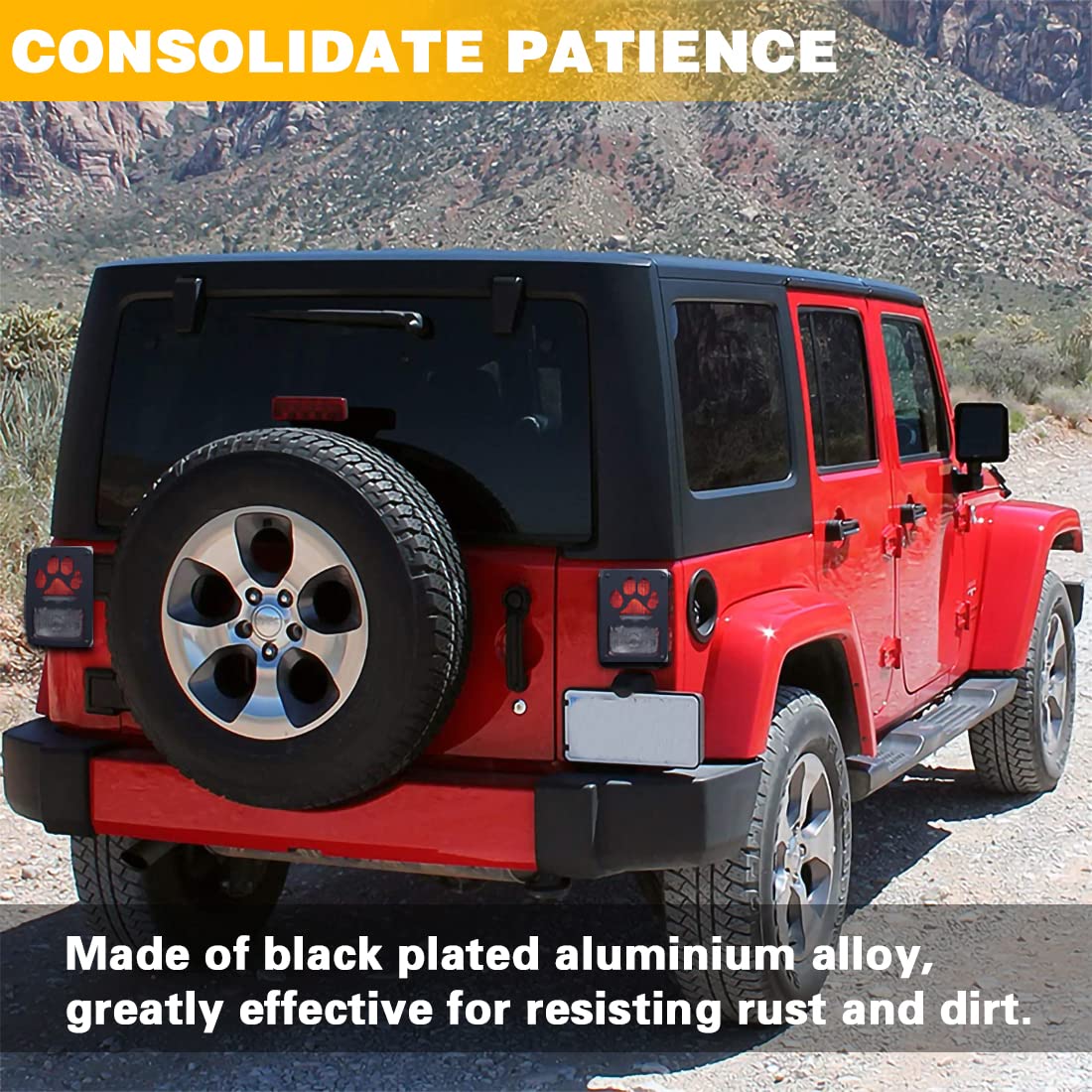 Jeep Wrangler JK & JKU Tail Light Covers - Dog Paw Design Rear Light Protector Guards (1 Pair) for Off-Road & Daily Driving Protection