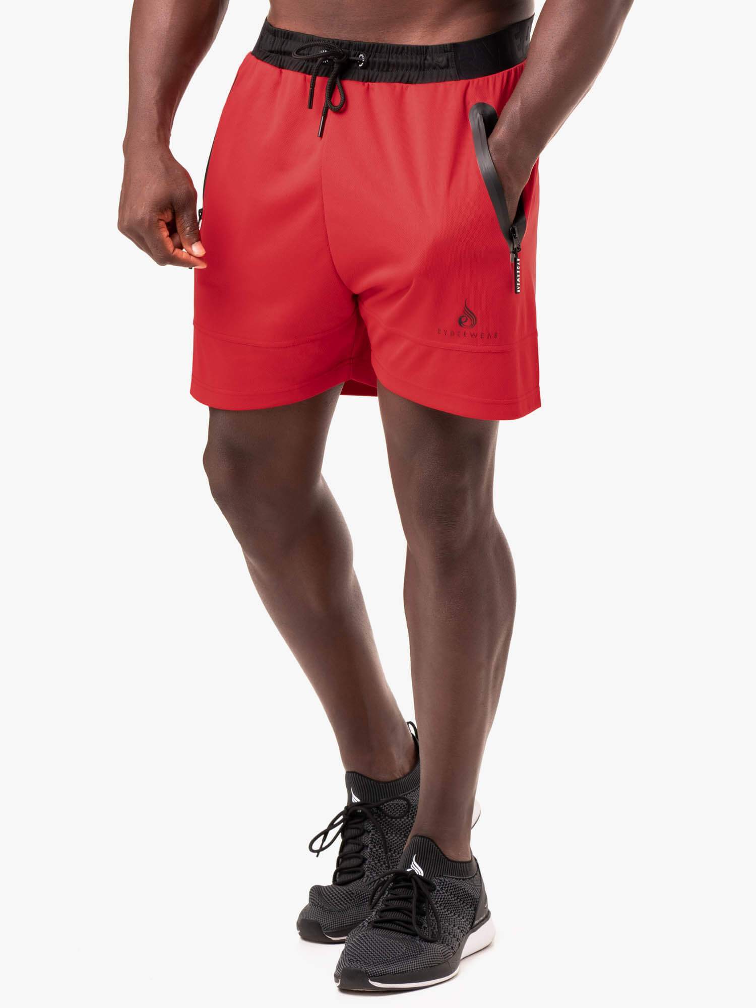 Action Mesh Shorts - Red | Breathable & Comfortable Athletic Shorts for Running, Gym & Outdoor Sports