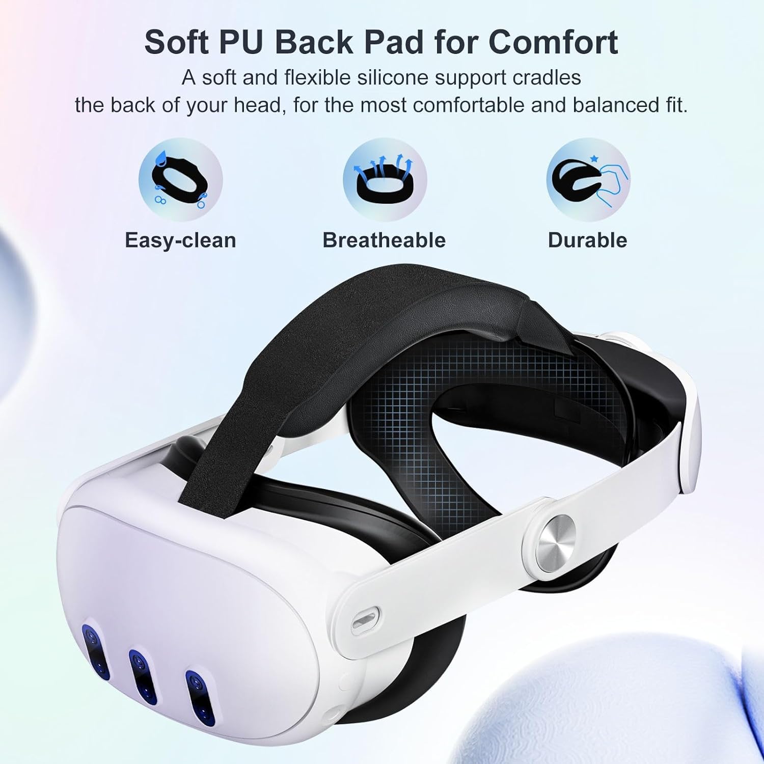 Meta Quest 3/Quest 3S Head Strap - Lightweight Adjustable VR Headset Accessory with Soft Cushion, Pressure-Free Design - Perfect Elite Strap Replacement for Enhanced Gaming & Virtual Reality Experience