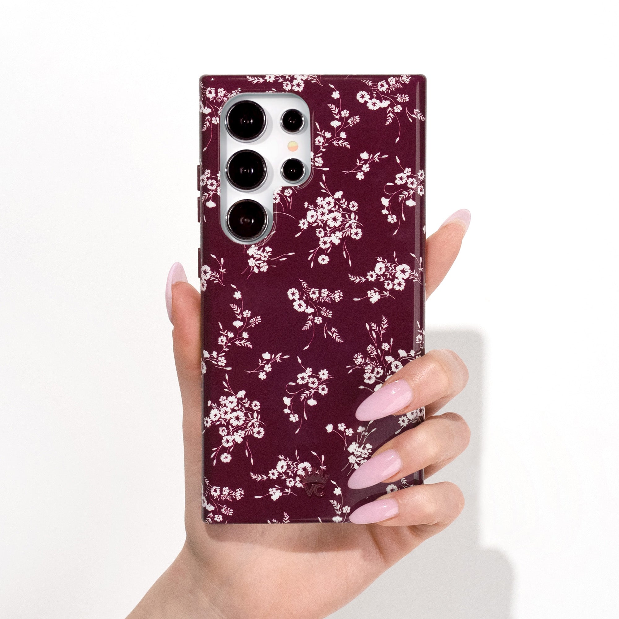 French Burgundy Floral Samsung Phone Case - Elegant Protective Cover for Galaxy S Series | Perfect for Daily Use, Travel & Gifting