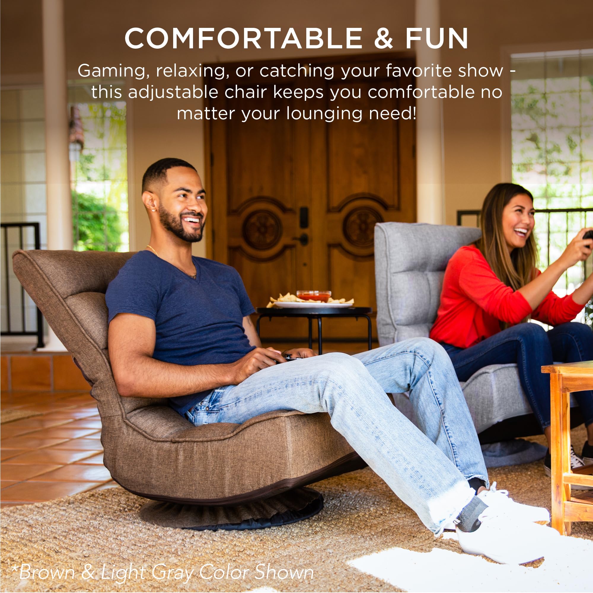 Best Choice Products Reclining Folding Floor Gaming Chair - 360-Degree Swivel, 4 Adjustable Positions, Tufted Cushions for Home, Office, Lounging & Reading - Lavender - Perfect for Gaming, Relaxing & Small Spaces