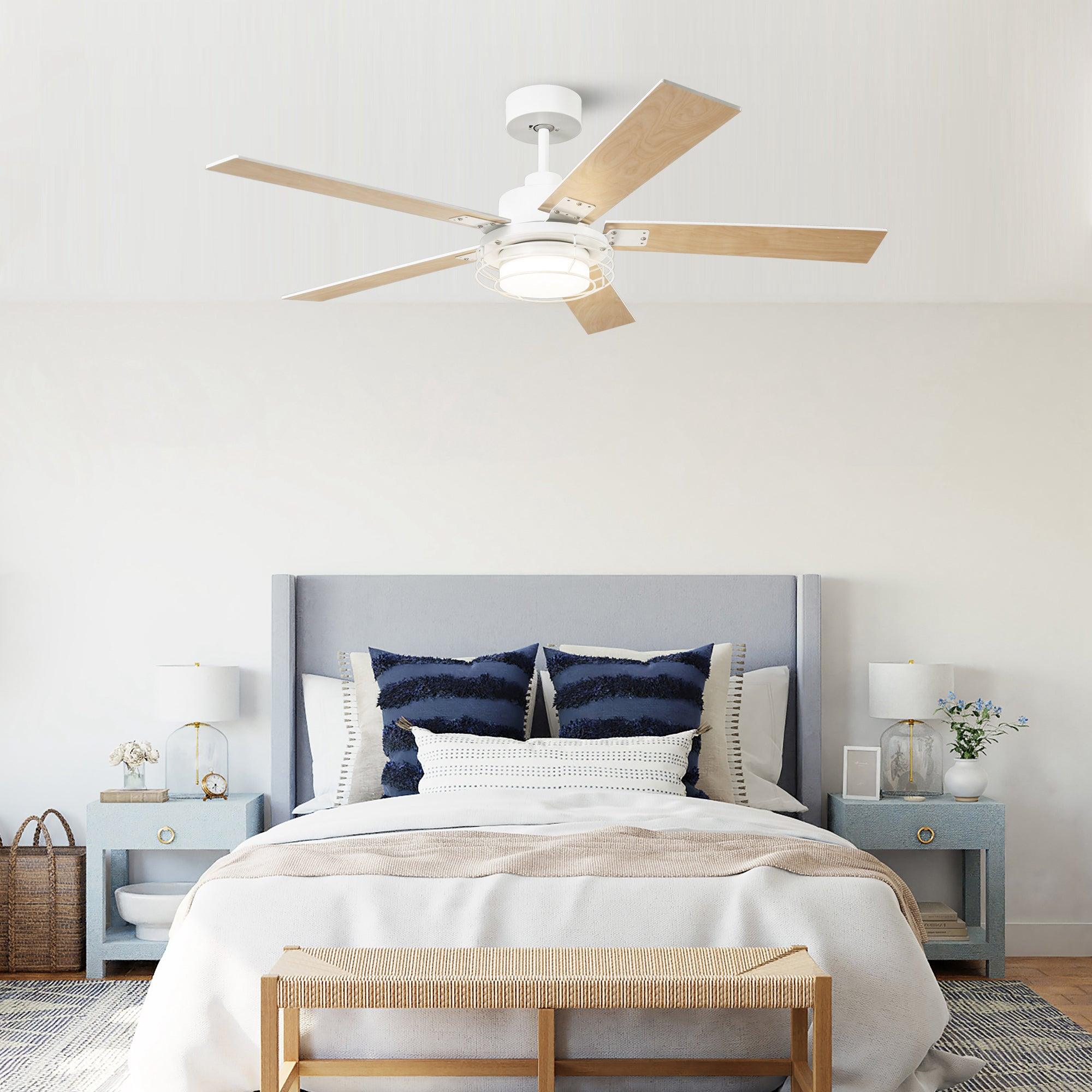 52 Inch Bernice DC Motor Industrial Ceiling Fan with LED Light and Remote Control - Perfect for Warehouses, Garages, and Large Spaces