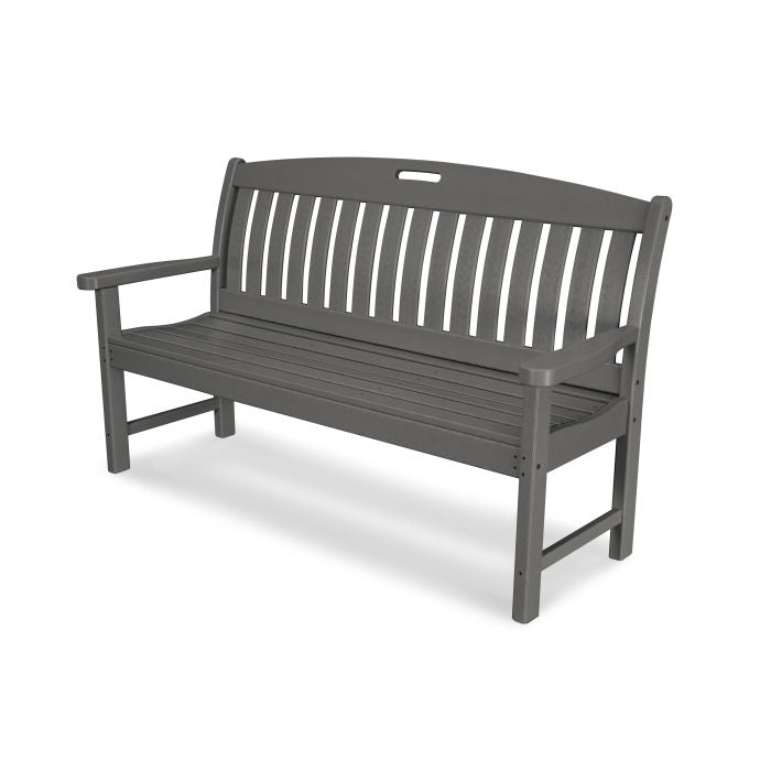 POLYWOOD Nautical 60-Inch Outdoor Bench - All-Weather Resin Wicker Patio Furniture for Poolside, Garden, Deck & Backyard Relaxation