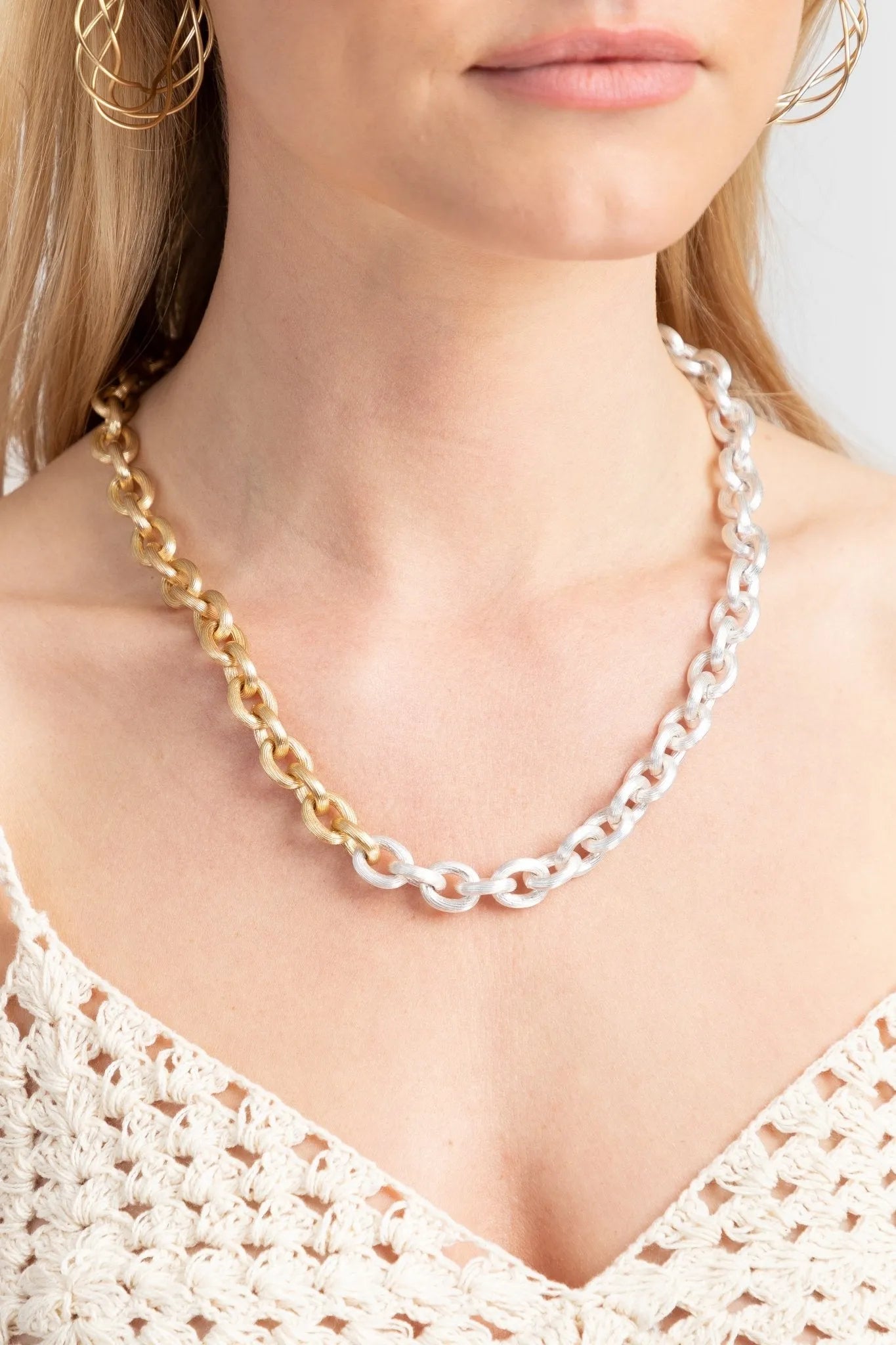 Gold and Silver Chain Link Necklace for Women - Elegant Layered Jewelry for Everyday Wear, Parties & Gifts
