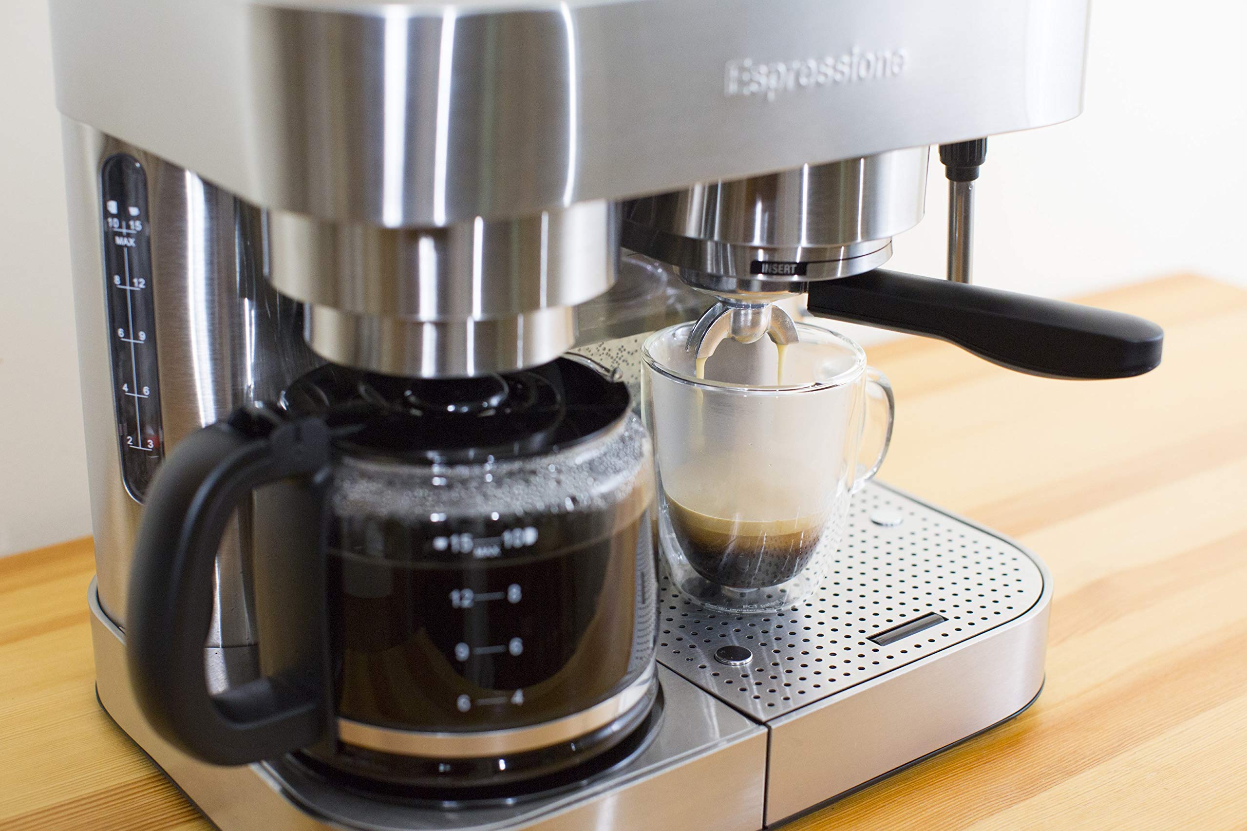 Premium Stainless Steel Espresso and Coffee Maker Combo - 10 Cup Capacity for Home, Office, and Restaurant Use