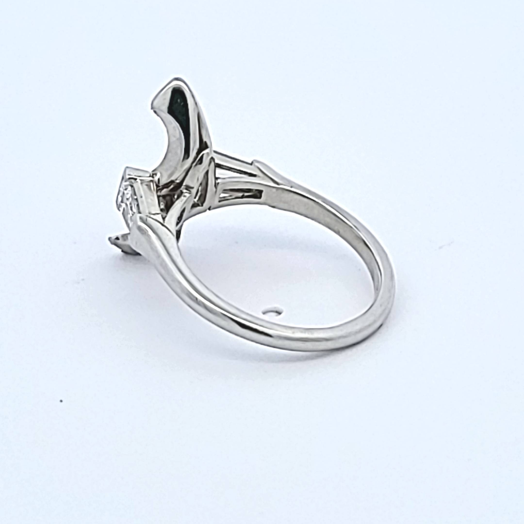 0.48 Carat Tapered Baguette F VS1 Diamond Platinum Semi Mount Ring - Elegant Engagement & Wedding Band for Women