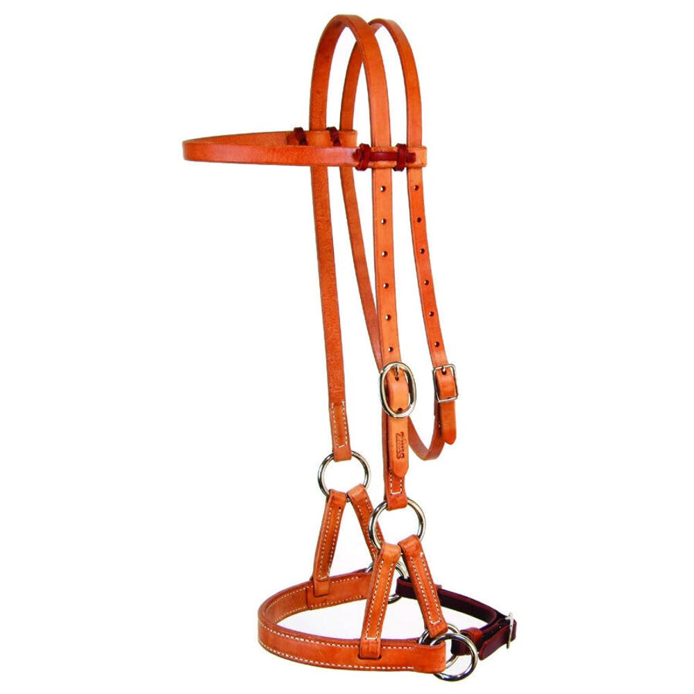 Professional's Choice Leather Nose Side Pull Horse Training Halter - Durable & Comfortable for Dressage, Jumping & Trail Riding