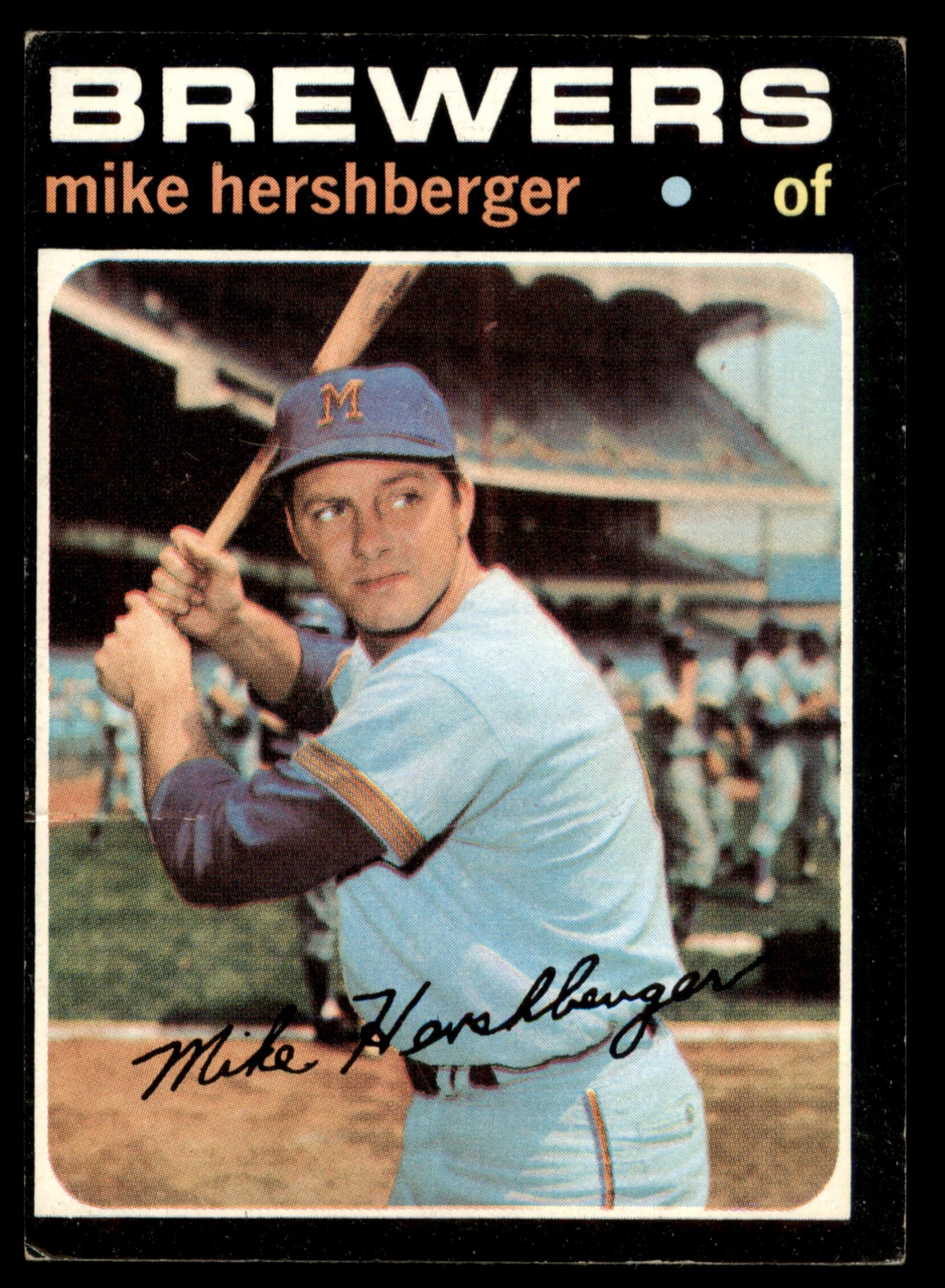 1971 Topps #149 Mike Hershberger Milwaukee Brewers Baseball Card - Good Condition - Vintage MLB Collectible for Sports Memorabilia & Trading Card Collections