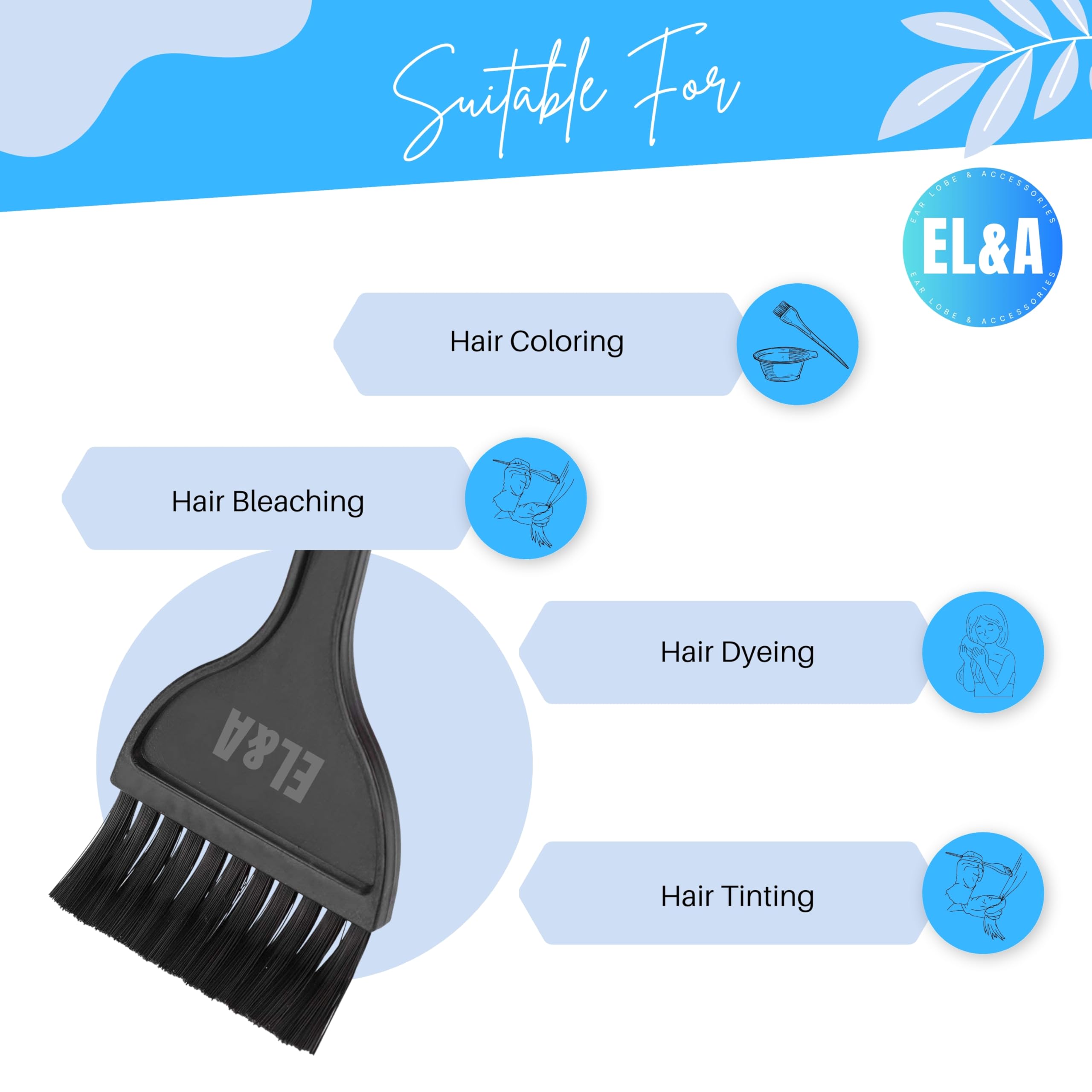 Professional Wooden & Plastic Handle Brush Set for Hair Dye, Beard Coloring & Facial Masks - Durable Salon-Grade Makeup & Beauty Tools for Home & Professional Use
