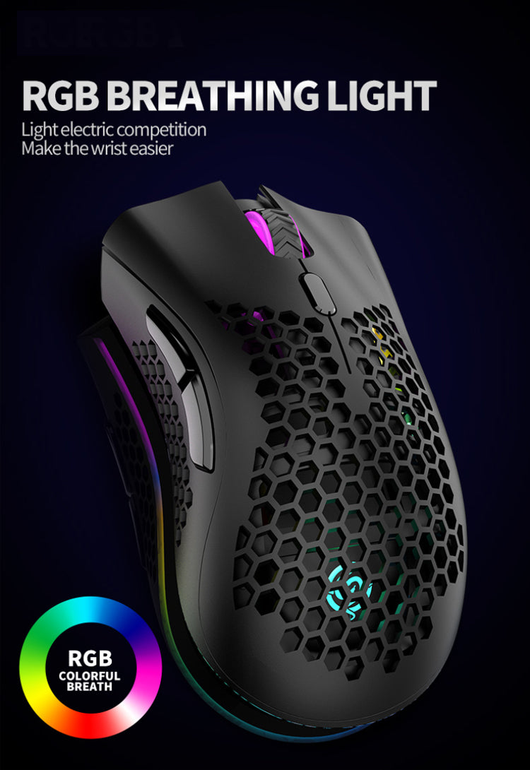 Professional Wireless Silent Mouse - 7 Button Backlit Ergonomic Gaming Mouse with Honeycomb Design (BM600) for PC, Laptop, Office & Gaming Use