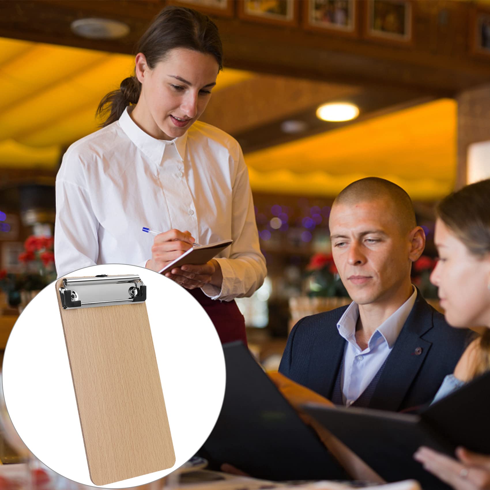 BOMKEE A6 Mini Wooden Clipboard Set of 6 - Small Hardboard Office Memo Clipboards for Restaurant, Cafe, School & Home Use - Perfect for Menus, Bills, Notes & Checklists