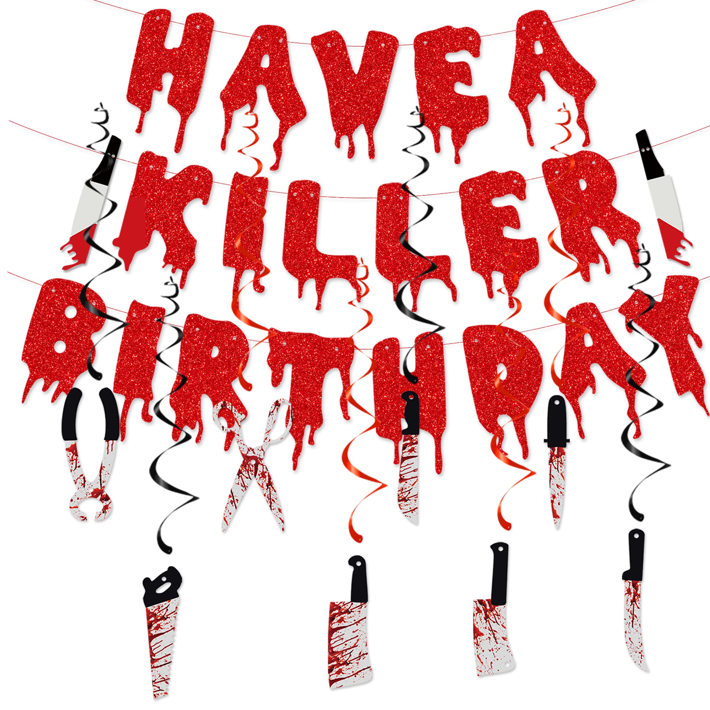 Scary Halloween Party Decorations - Killer Birthday Banner, Bloody Horror Movie & Zombie Vampire Decor for Spooky Birthday Parties | Perfect for Halloween Decor, Horror Themed Events & Haunted House Parties