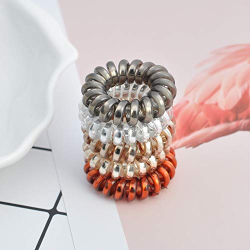 Spiral Hair Ties for Women - 12 Pack Coil Hair Bands, No Crease Phone Cord Hair Elastics for Girls & Ladies - Perfect for Workouts, Yoga, Running and Everyday Hairstyles
