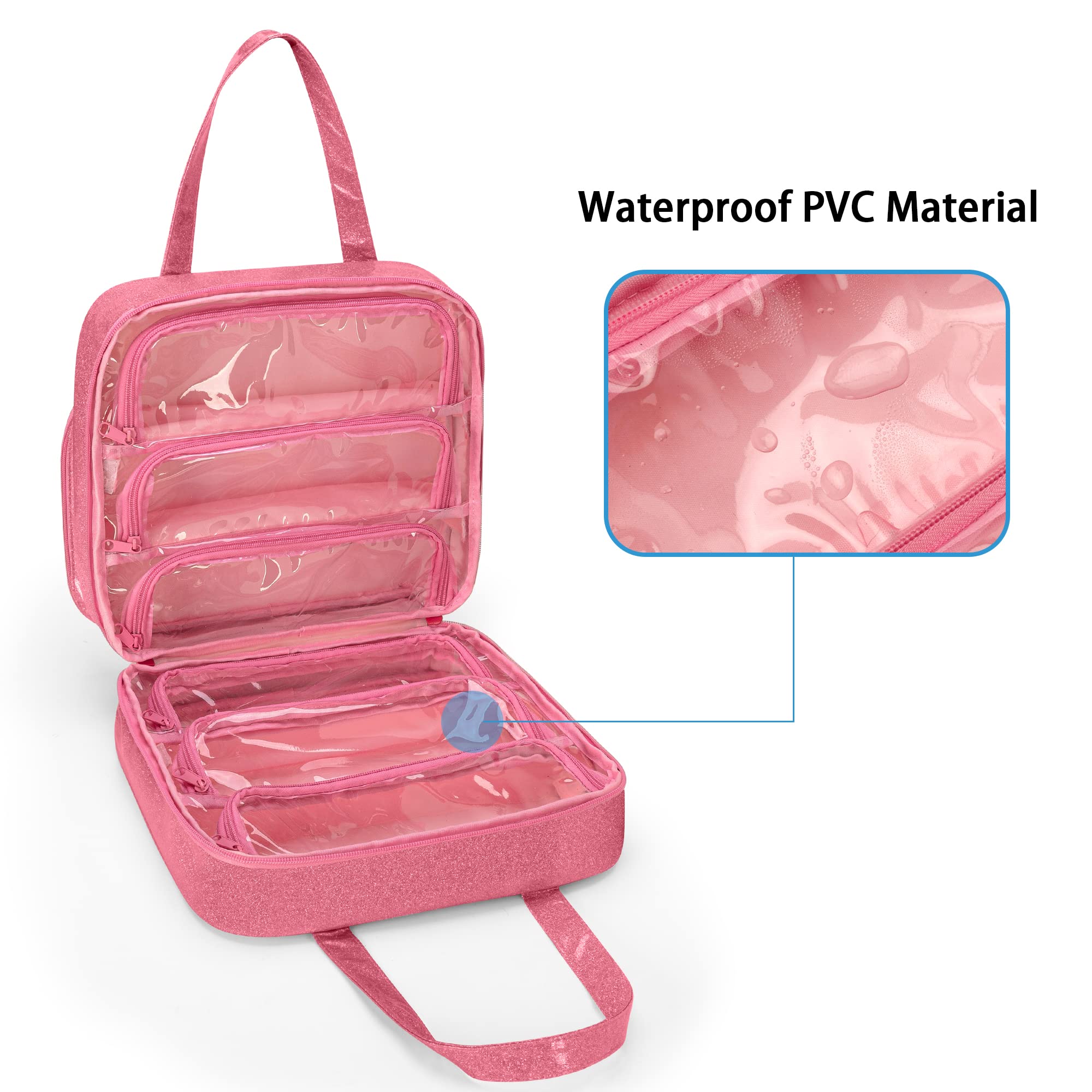 LoDrid Doll Tote Carrying Case for LOL Surprise Dolls - Hanging Organizer Storage Bag with 6 Clear Window Pockets - Pink Patent Design - Perfect for Girls' Toy Organization & Travel