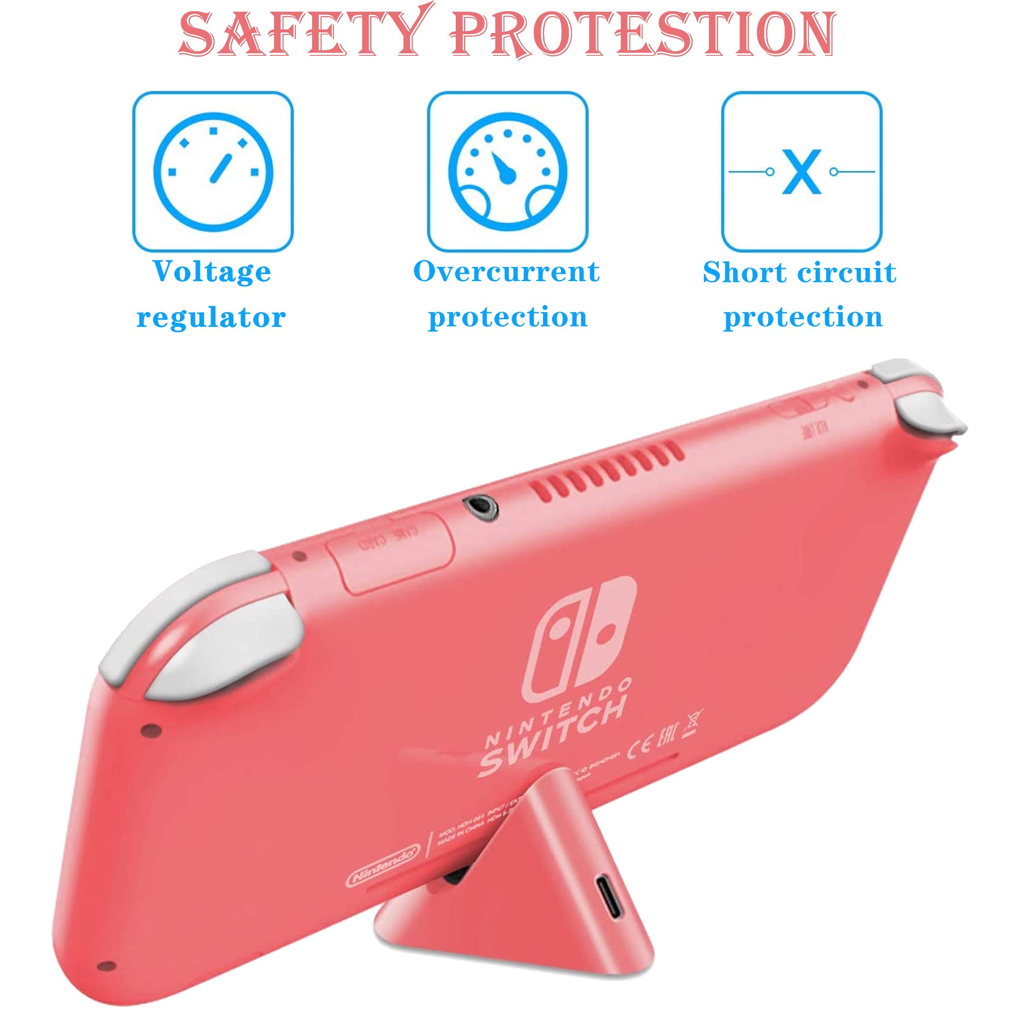 Nintendo Switch Lite Charging Dock - Fast Charging Stand Station for Switch Lite & Switch (Coral) - Perfect for Gaming at Home or Travel
