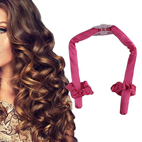 Heat-Free Curling Rod Headband for Natural Long Hair - Soft Sleep Hair Rollers with Clip, No Heat Foam Hair Band for Overnight Curls (Red Rose) | Perfect for Overnight Styling, Bedtime Hair Care & Heatless Waves