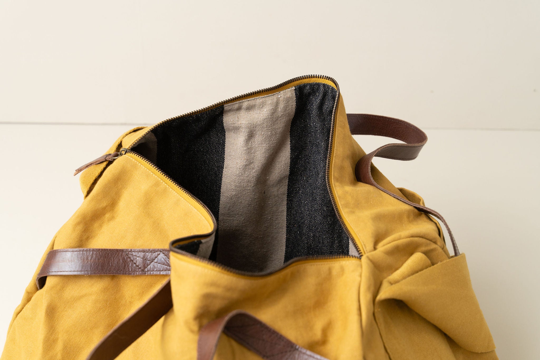 Journey Duffle Canvas Bag - Mustard Yellow Travel Duffel for Gym, Weekend Trips & Outdoor Adventures | Durable Cotton Tote with Shoulder Strap