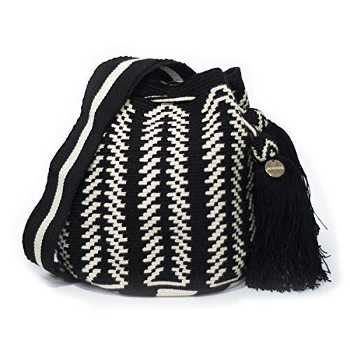 Premium One Thread Crossbody Wayuu Bag - Handmade Crochet Mochila Backpack (Medium Size) - Perfect for Travel, Beach, Festival & Everyday Use