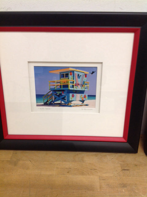 14x16 Signed South Beach Lifeguard Stand - Authentic Collectible for Beach Decor, Home Office & Coastal-Themed Gifts